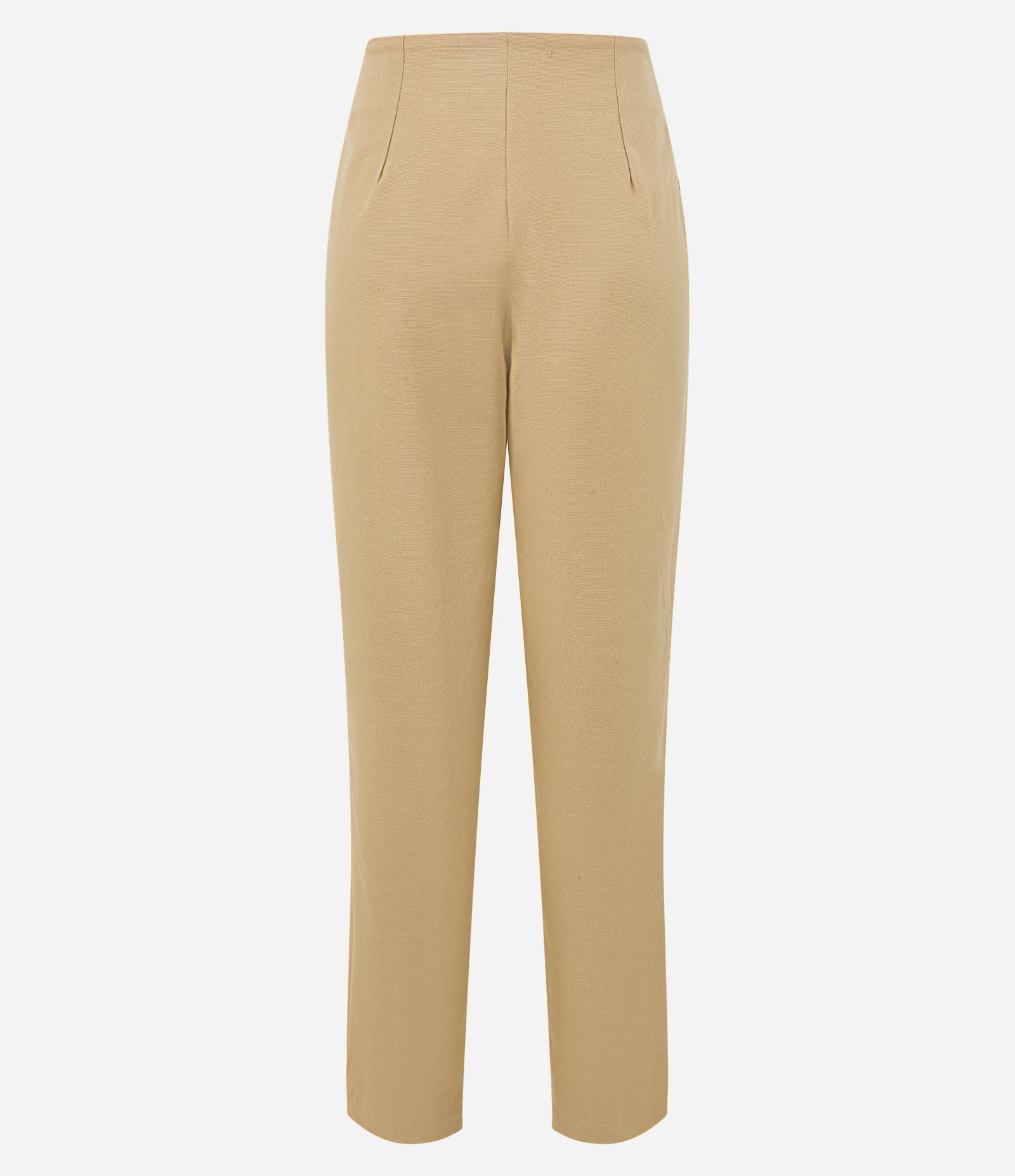 Calça Cenoura em Sarja com Pregas Frontais Bege 7