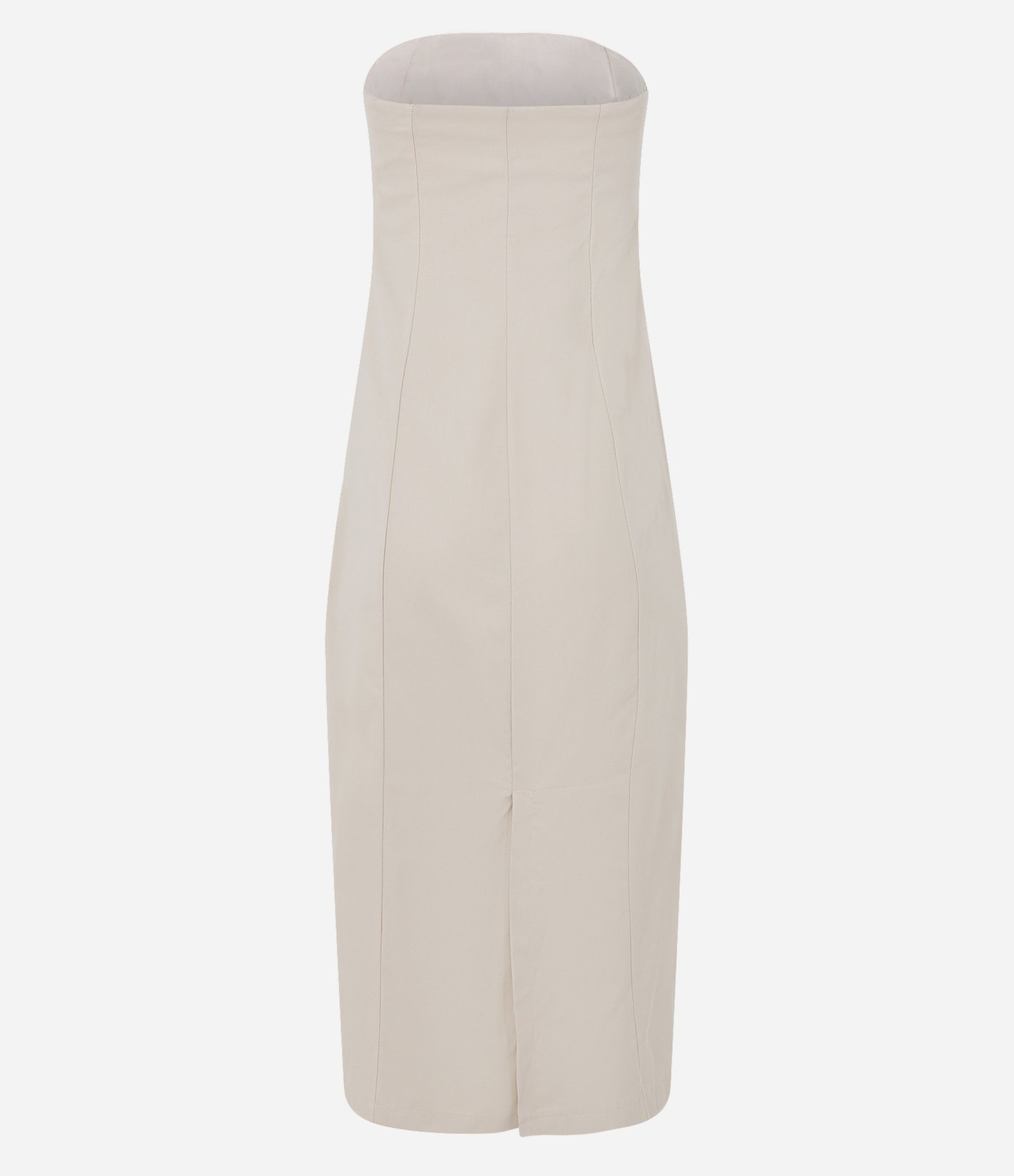 Vestido Longo Tomara Que Caia em Sarja Bege 7