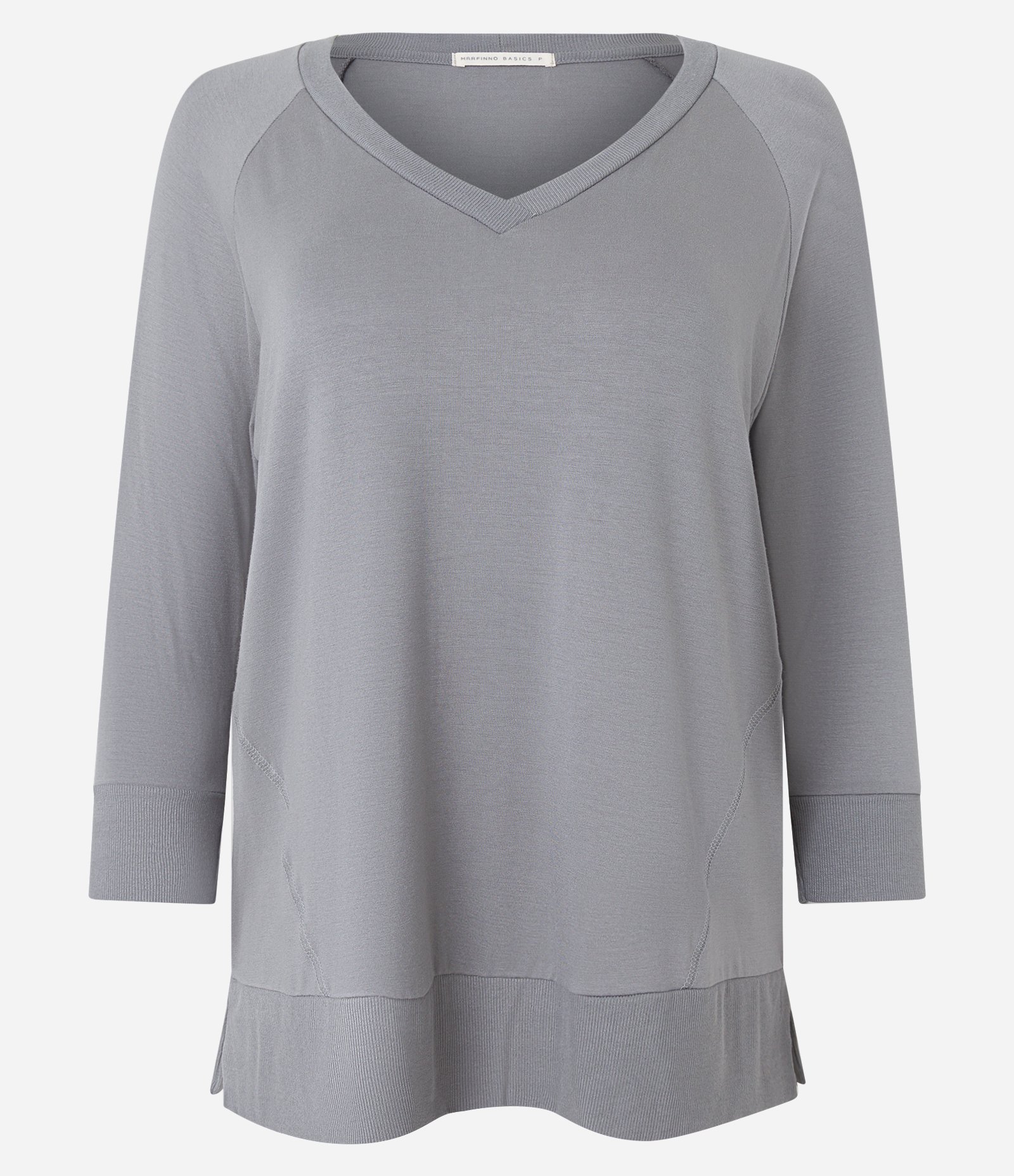 Blusa Básica em Viscose com Manga 3/4 e Decote V Cinza 5