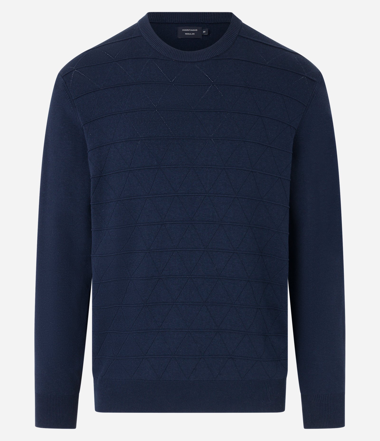 Suéter Regular em Tricô com Gola Redonda Azul Marinho 6