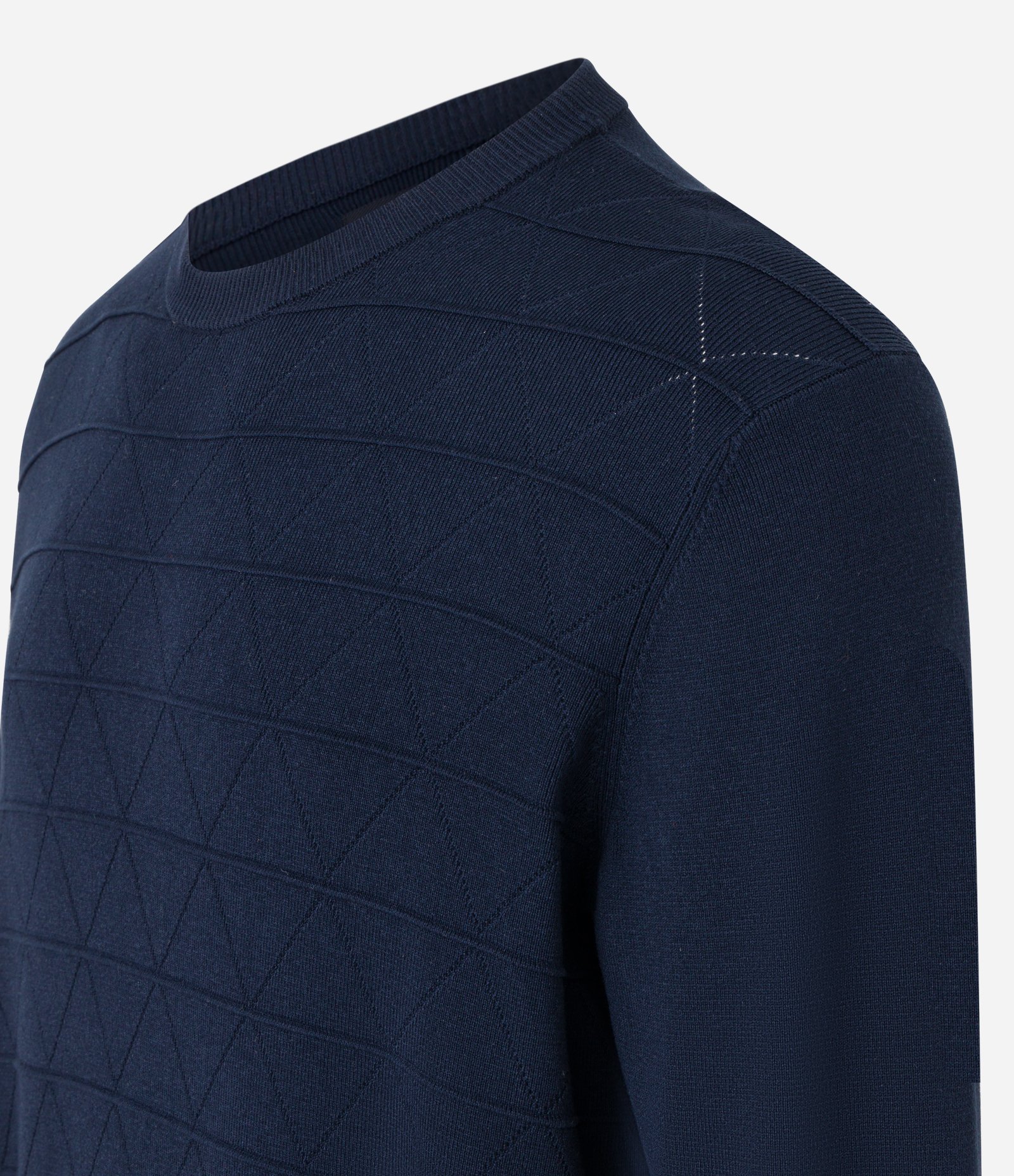 Suéter Regular em Tricô com Gola Redonda Azul Marinho 7