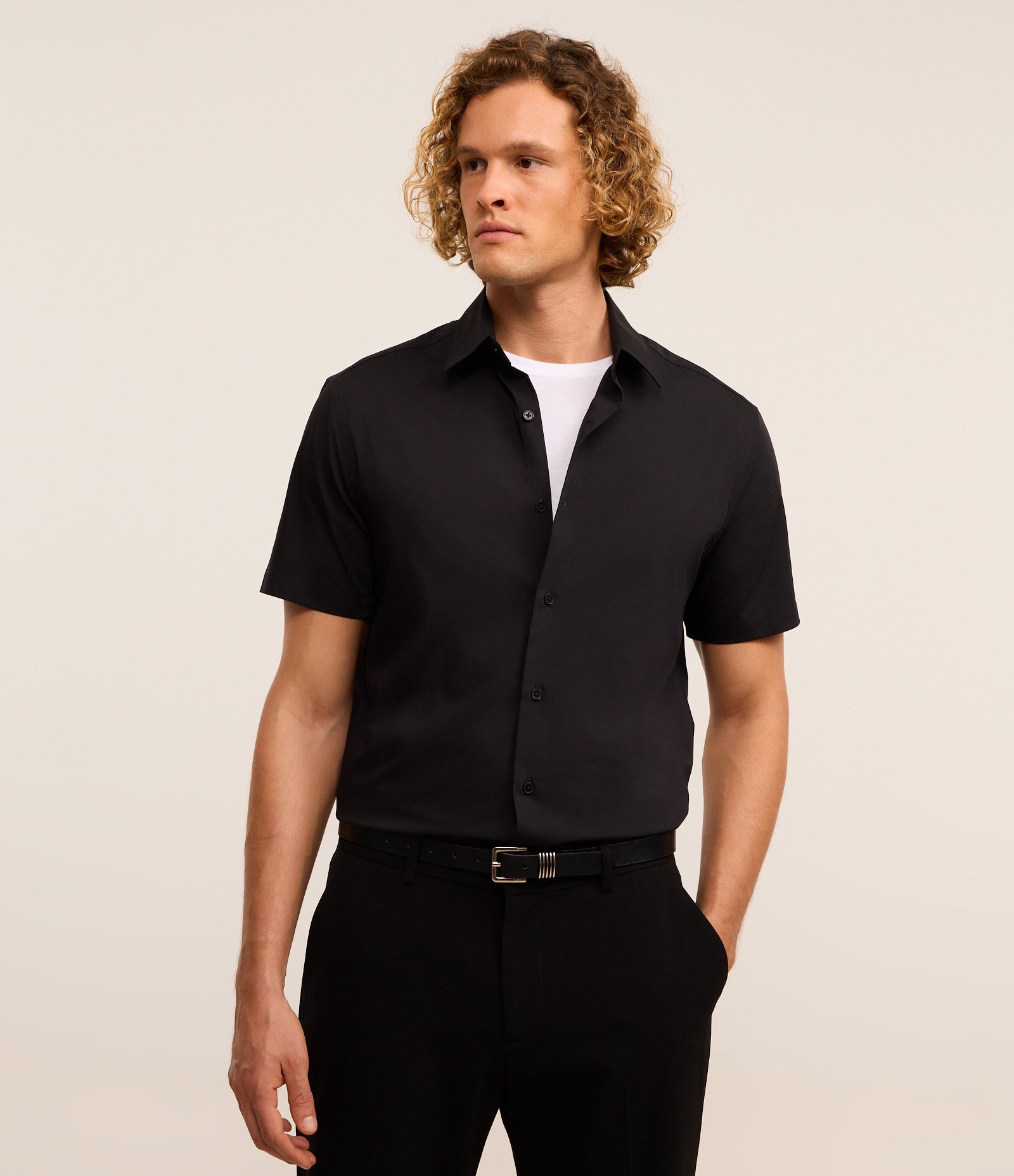 Camisa Slim em Fibra de Bambu Preto 1