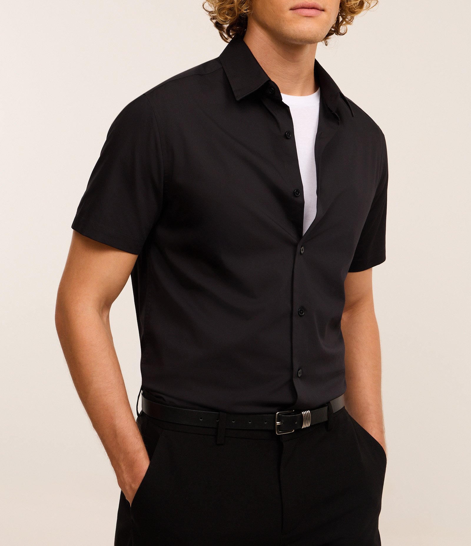 Camisa Slim em Fibra de Bambu Preto 3