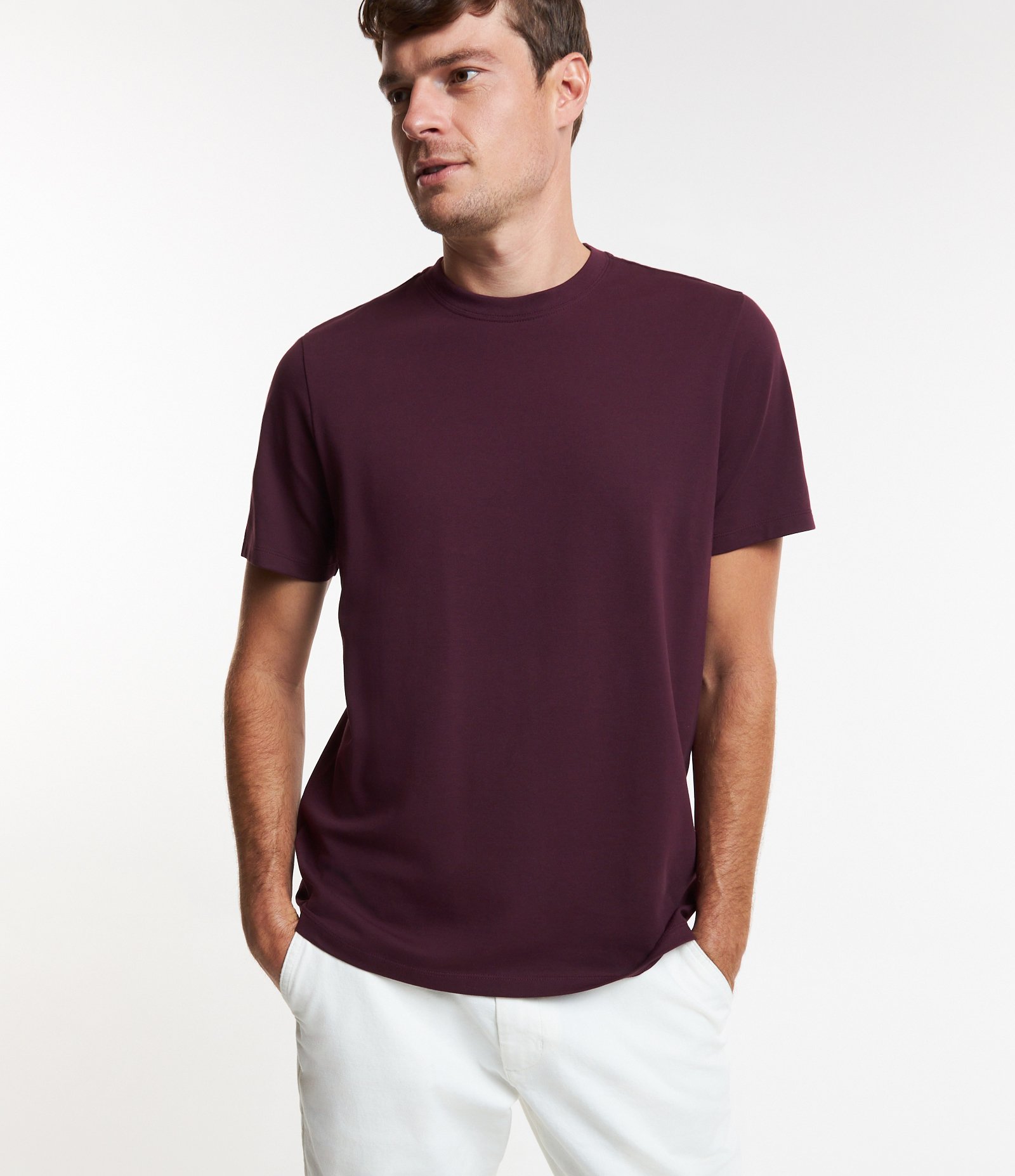 Camiseta Casual em Algodão com Textura Piquet Vinho 1