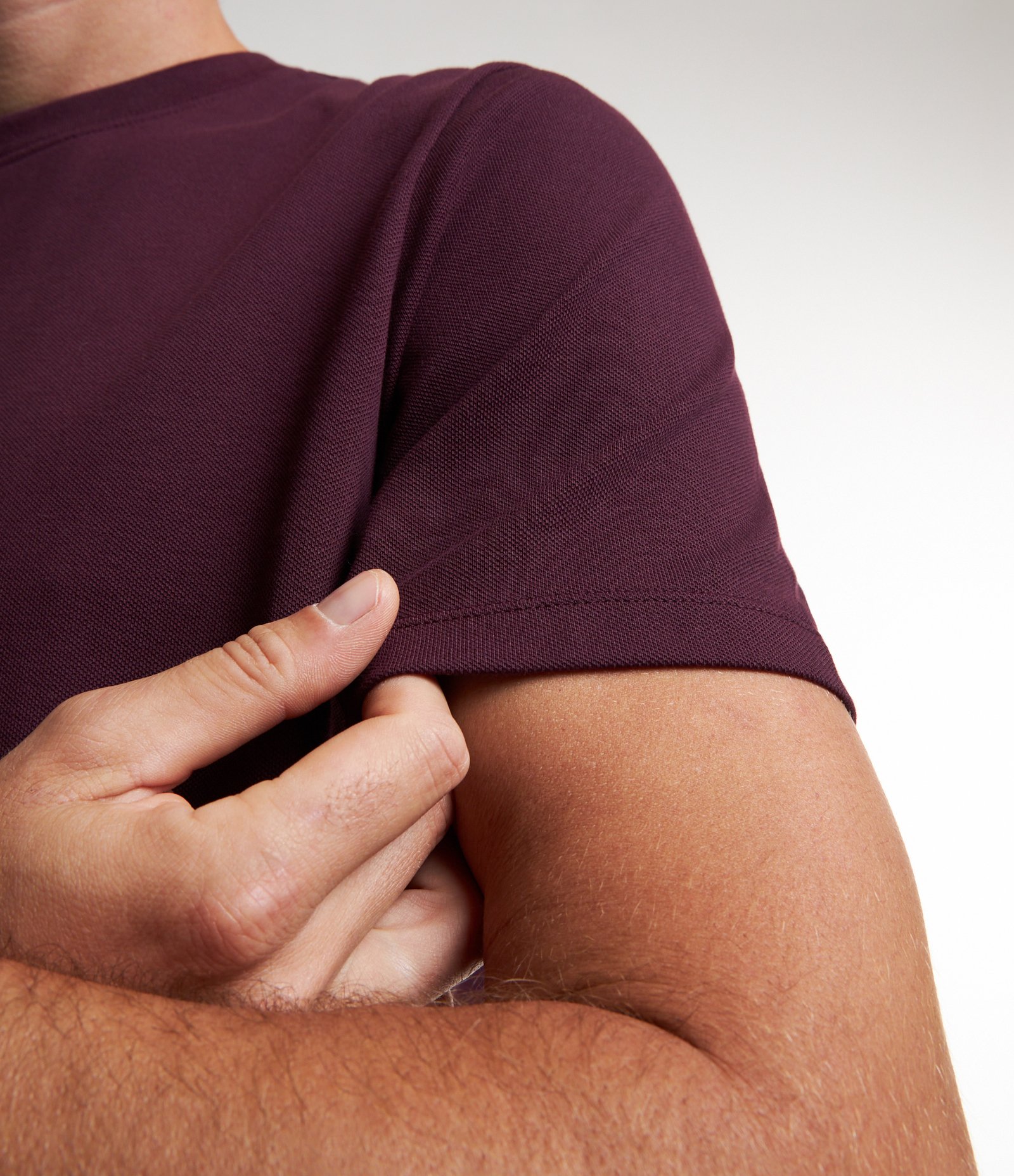 Camiseta Casual em Algodão com Textura Piquet Vinho 4