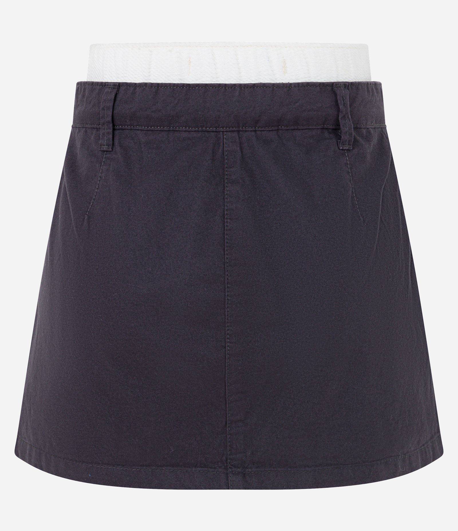 Saia Curta em Sarja Alfaiatada com Cós Duplo Preto 6