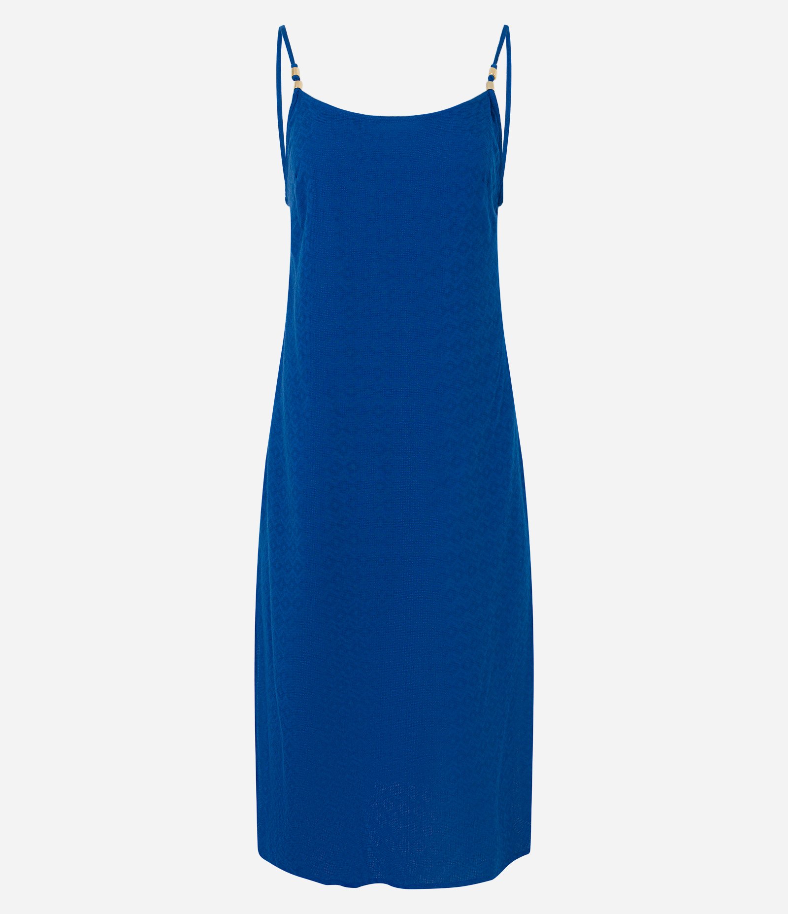 Saída de Praia Vestido Texturizada com Detalhe Metalizado nas Alças Azul 5