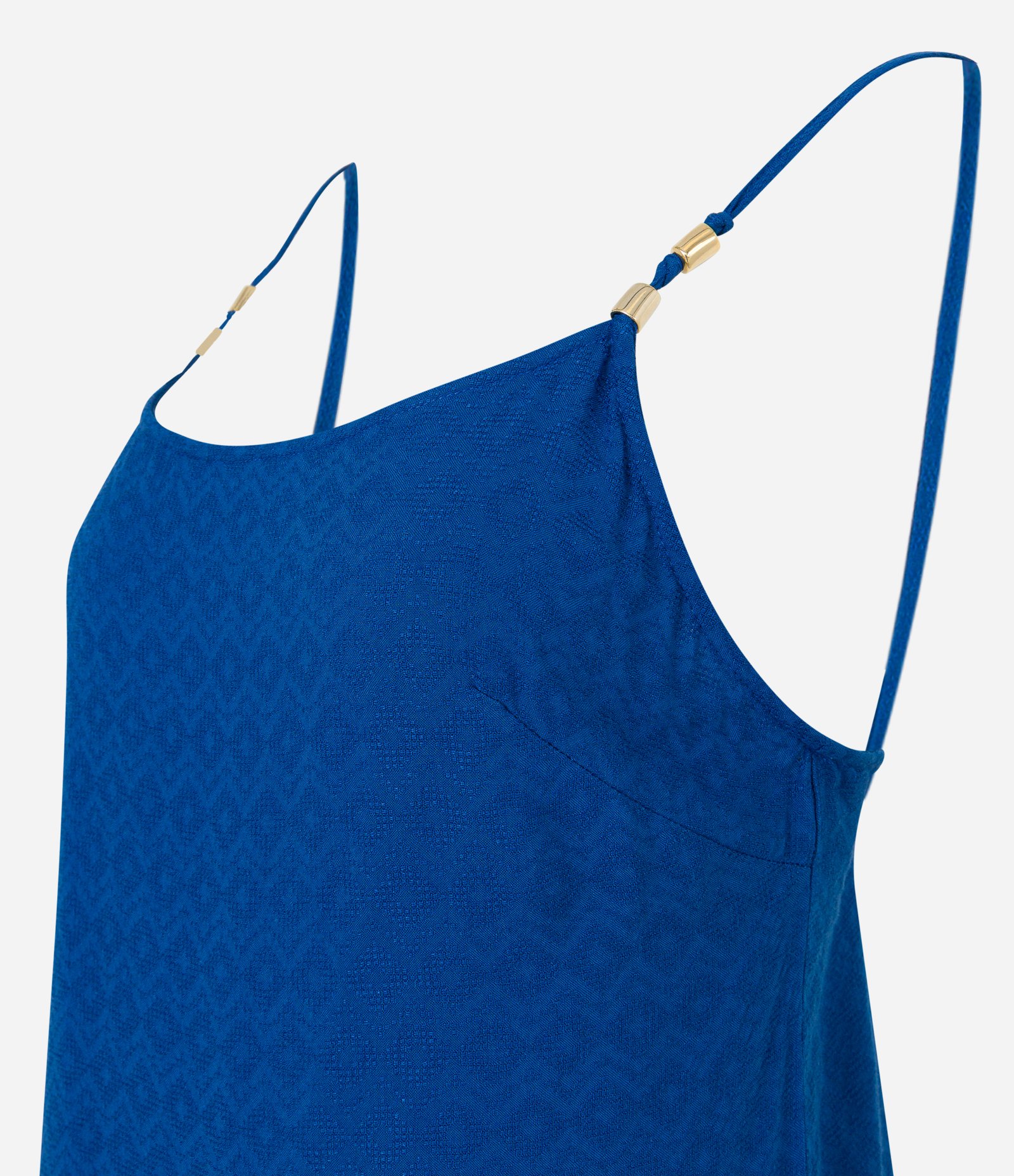 Saída de Praia Vestido Texturizada com Detalhe Metalizado nas Alças Azul 6