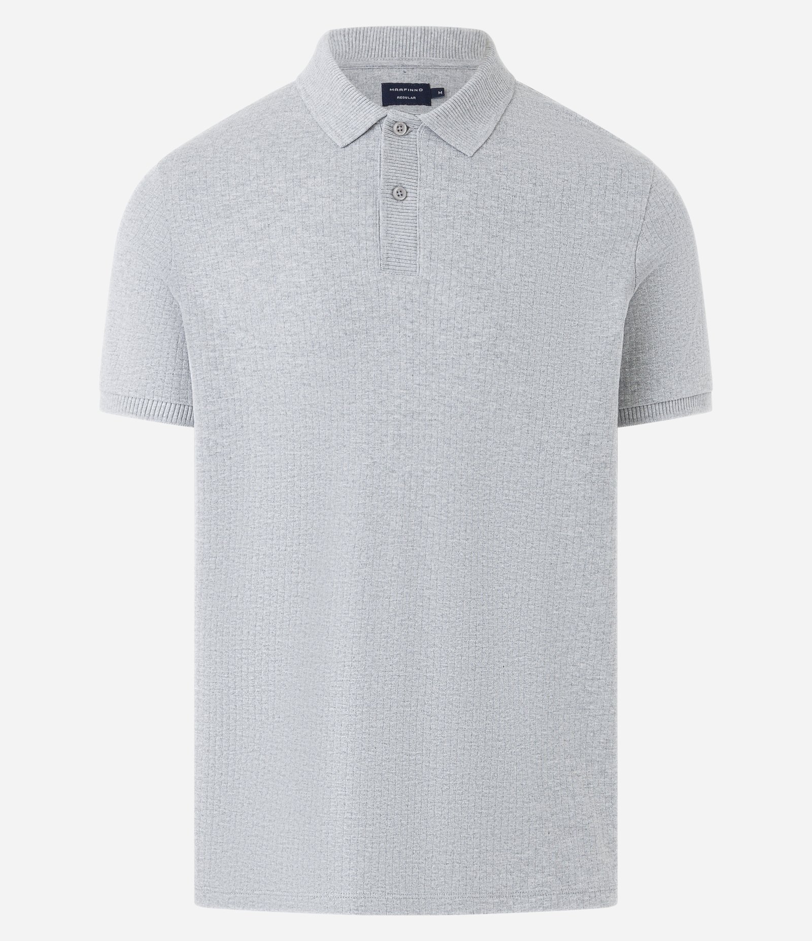 Camisa Polo com Textura Canelada Cinza 6