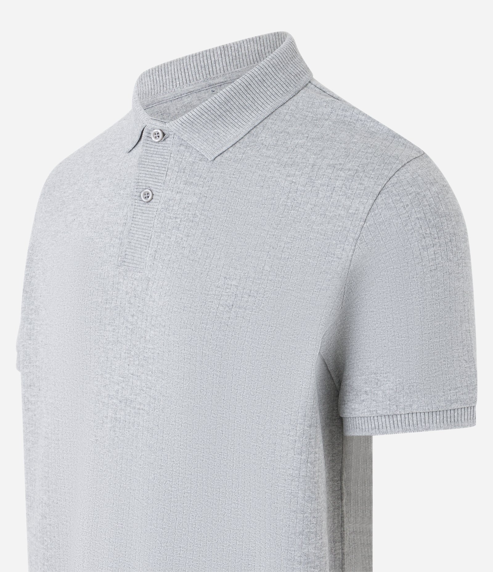 Camisa Polo com Textura Canelada Cinza 7