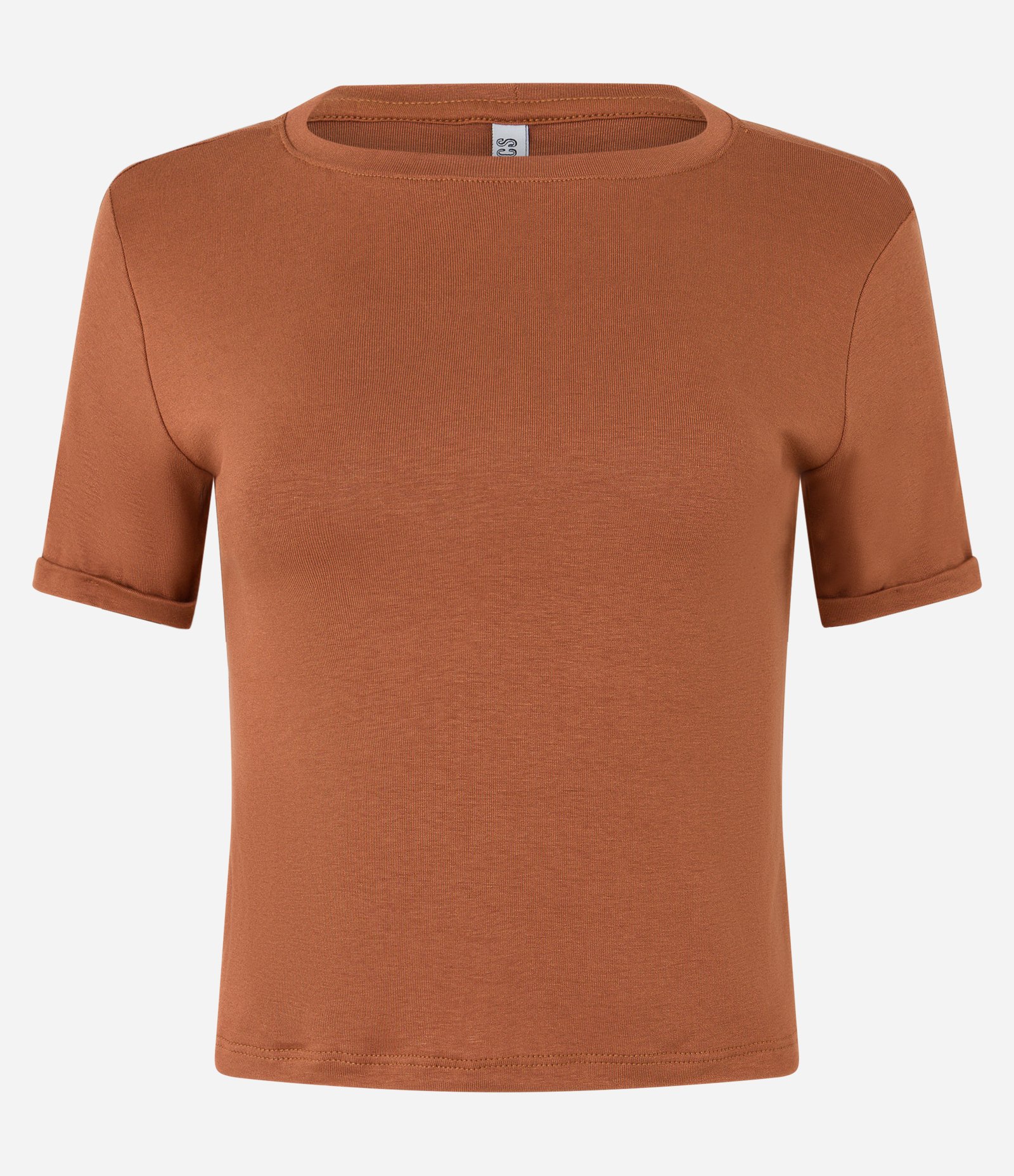 Blusa Básica em Viscose com Manga Dobrada Caramelo 5