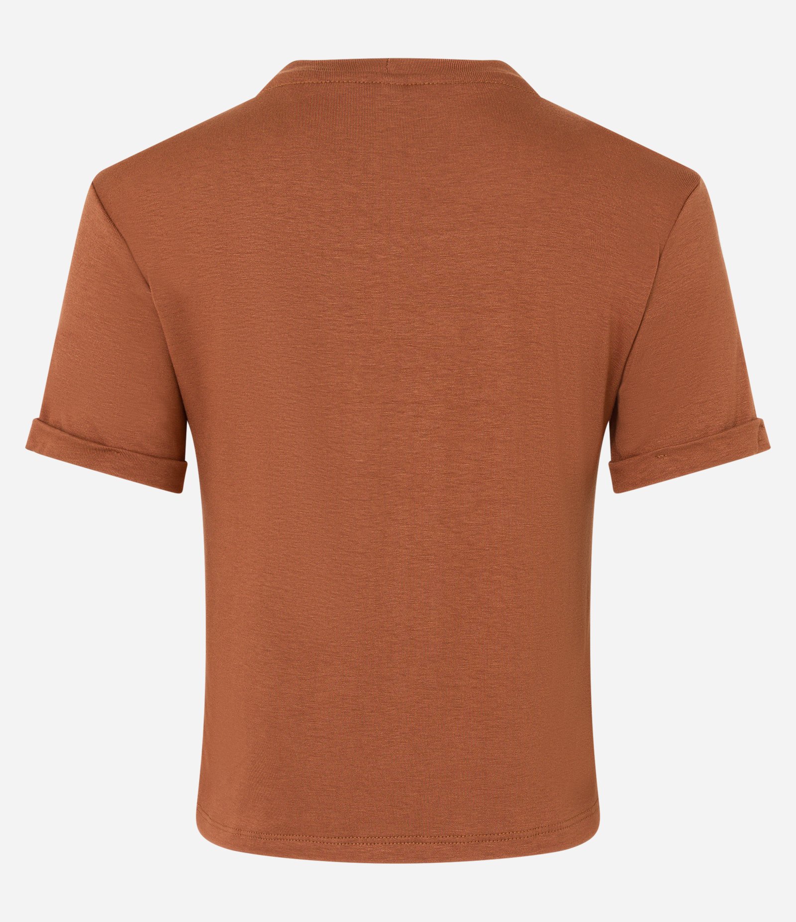 Blusa Básica em Viscose com Manga Dobrada Caramelo 6