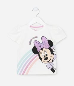 Camiseta Infantil Manga Curta com Estampa da Minnie - Tam 1 a 5 anos