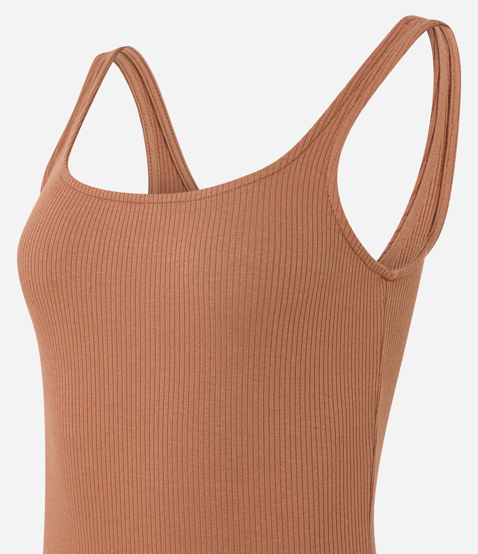 Vestido Midi Básico com Decote Quadrado Marrom 5