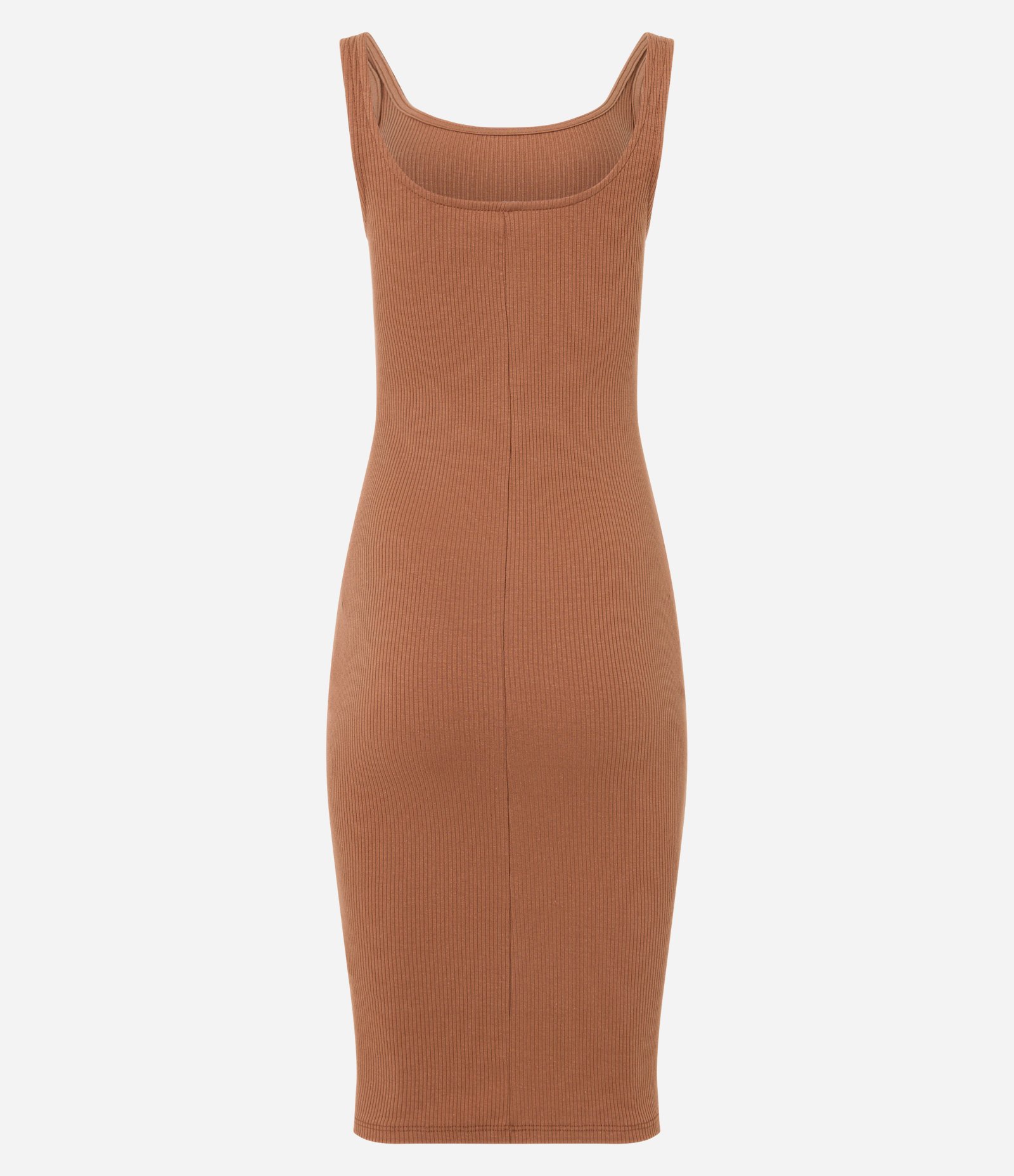 Vestido Midi Básico com Decote Quadrado Marrom 6