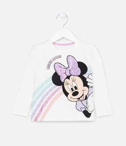 Camiseta Infantil Manga Longa com Estampa da Minnie - Tam 1 a 5 anos