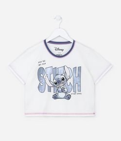 Camiseta Cropped Infantil com Estampa do Stitch - Tam 5 a 14 Anos