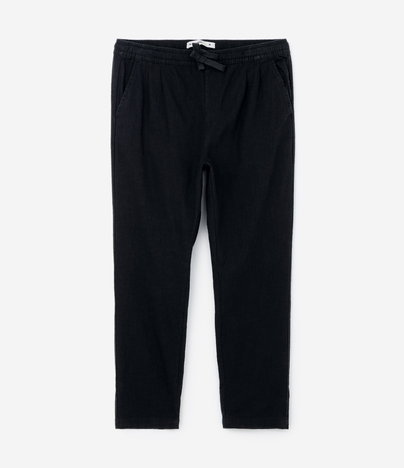 Calça em Algodão com Textura e Amarração na Cintura Preto 2