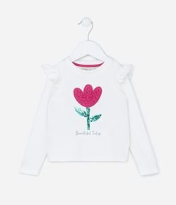 Blusa Infantil Texturizada com Flor em Alto Relevo e Paetês - Tam 1 a 5 anos