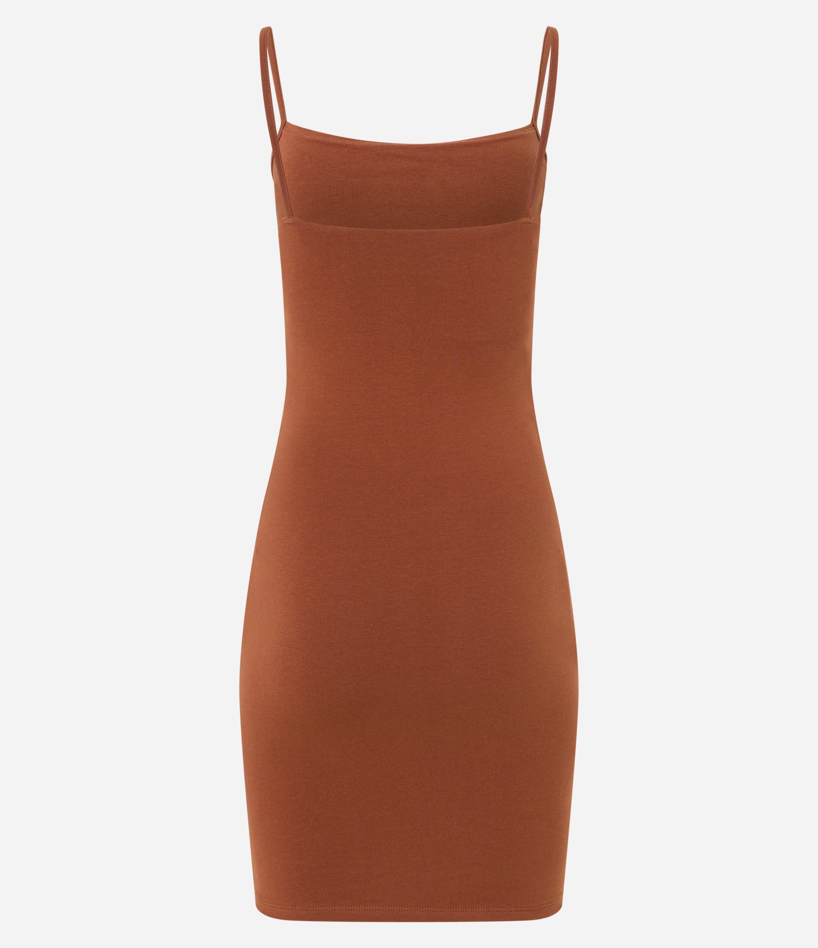 Vestido Curto em Cotton com Alças Finas Marrom 6