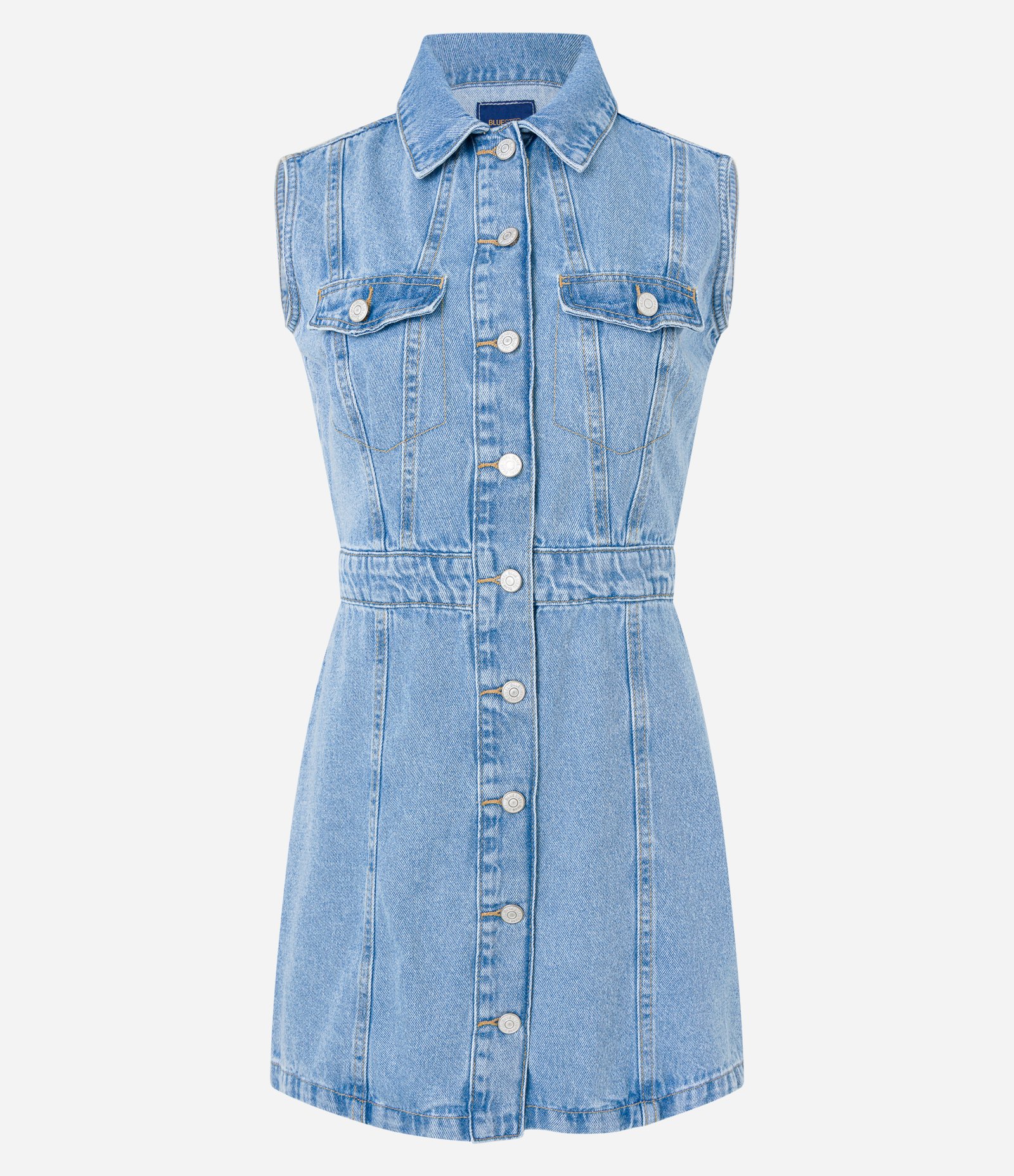 Vestido Curto em Jeans com Abotoamento Frontal Azul 5