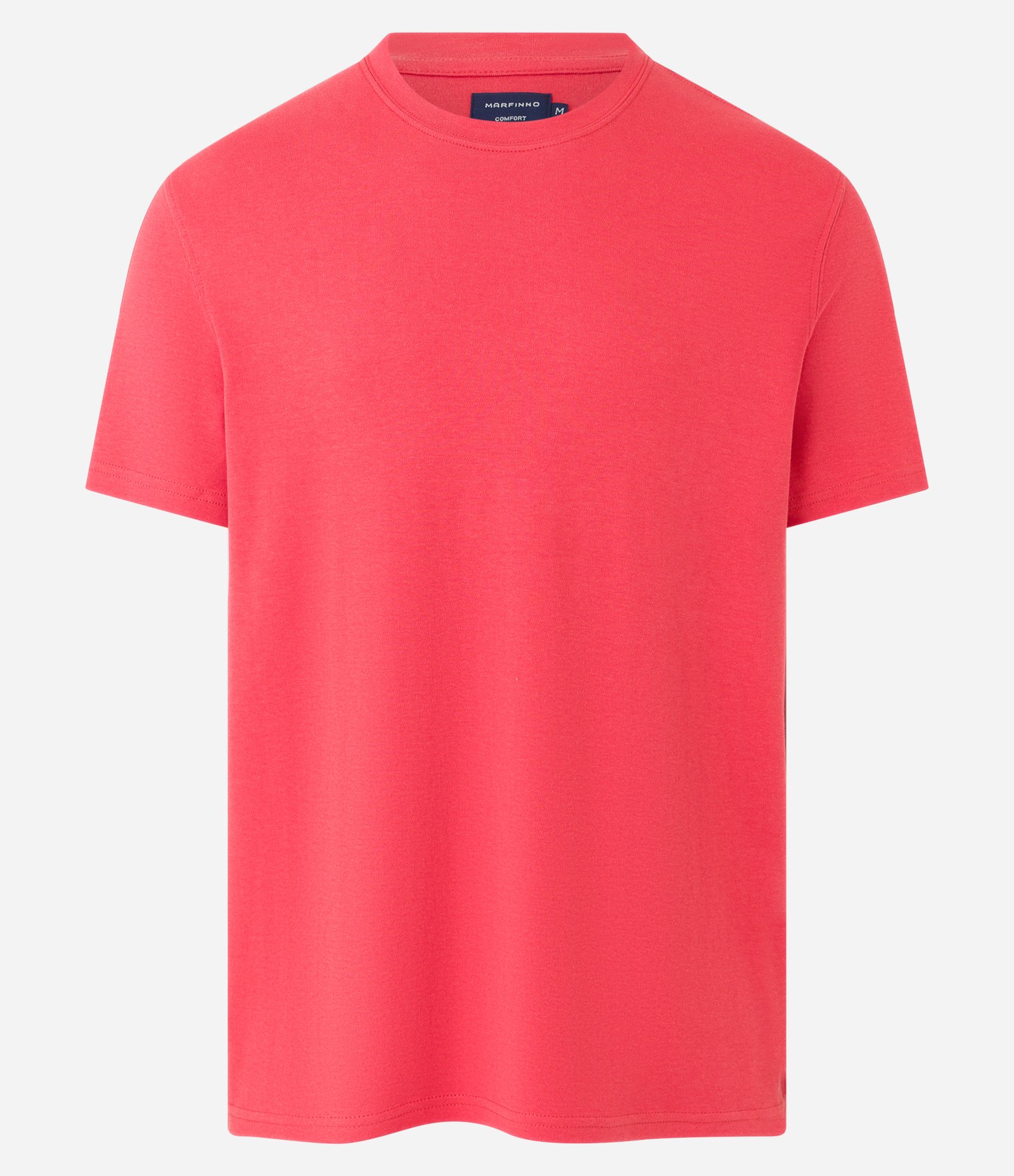 Camiseta Regular em Algodão com Gola Redonda Laranja Coral 6