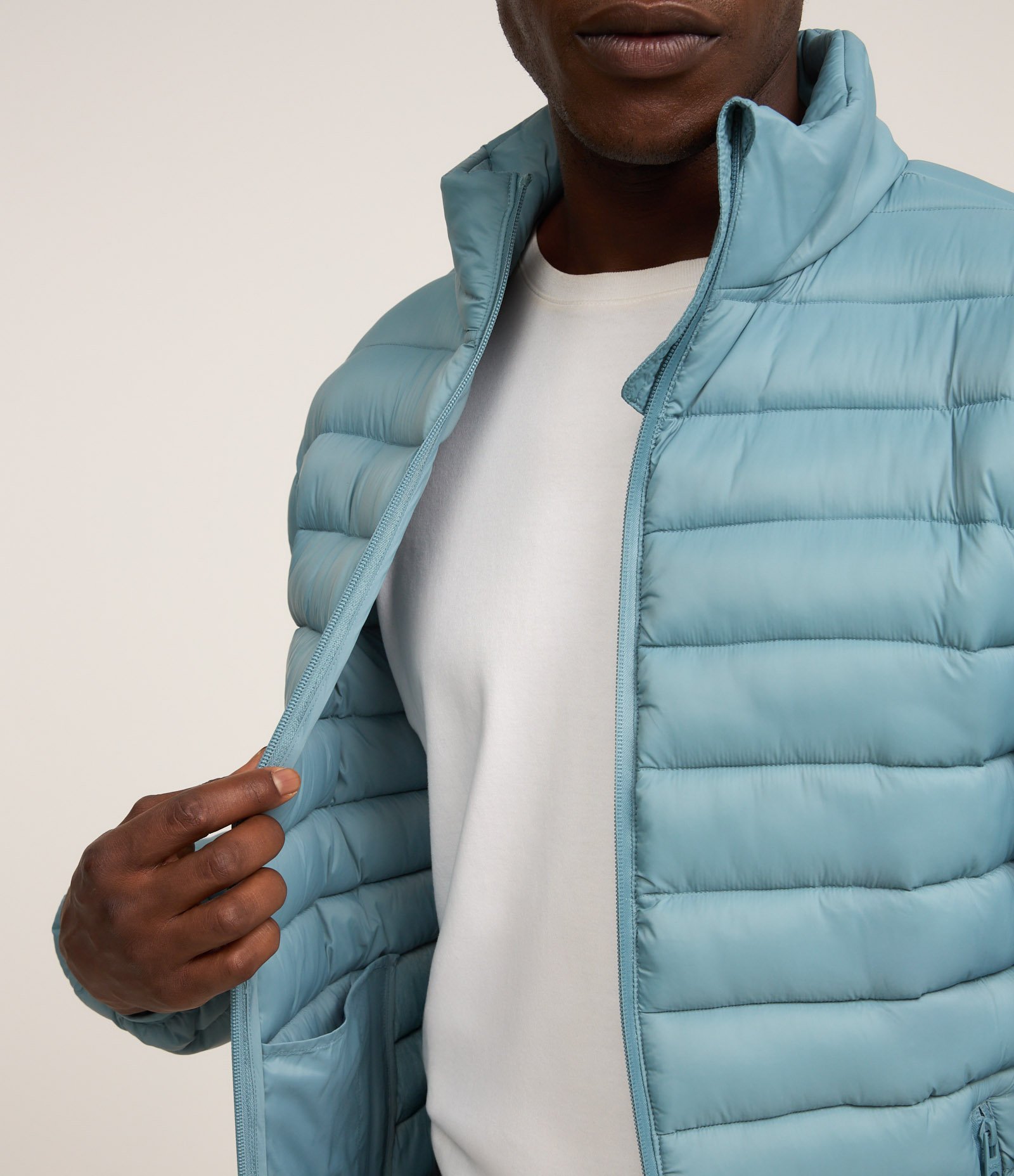 Jaqueta Puffer Ultraleve em Poliamida Azul Claro 5