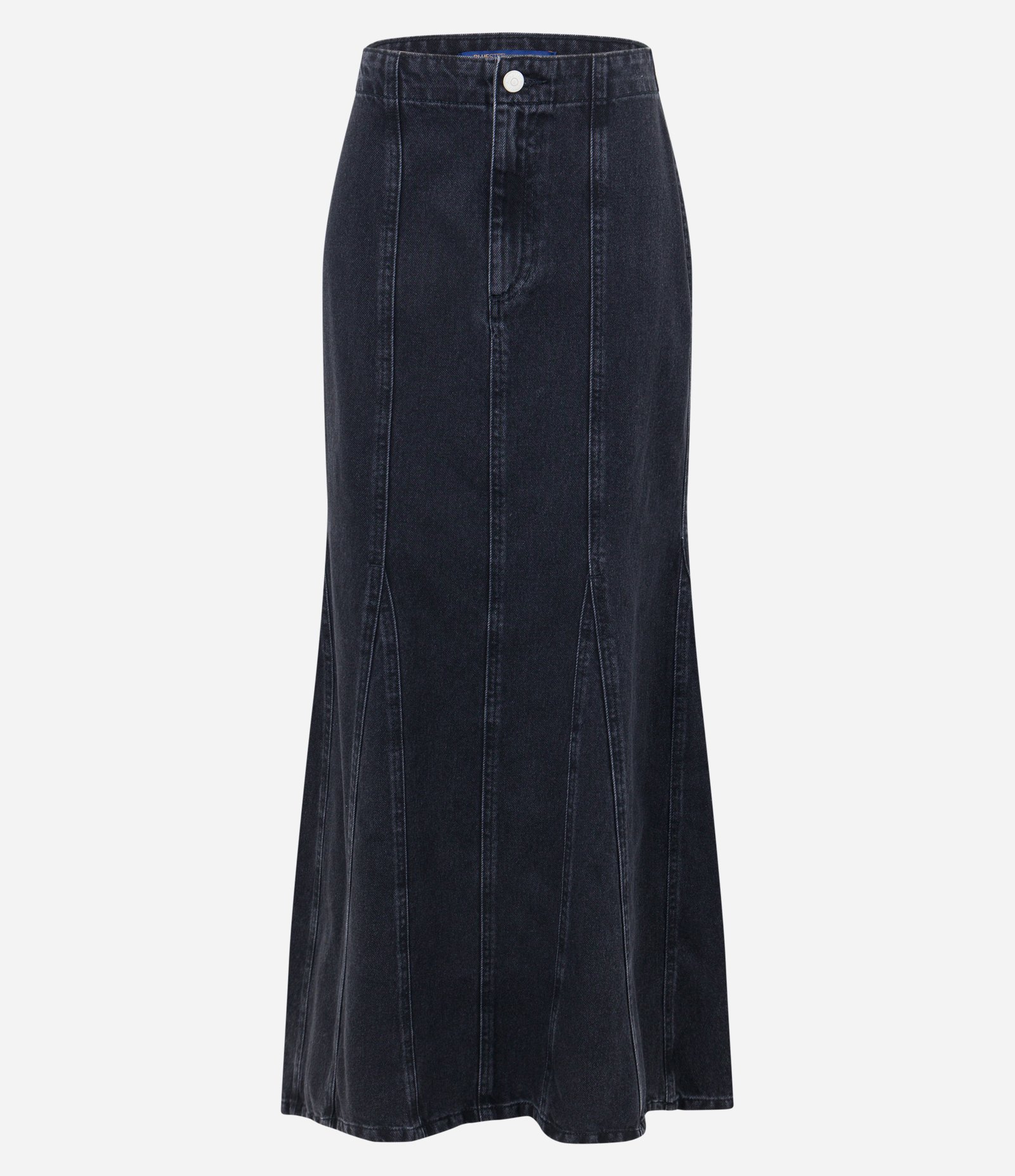 Saia Longa em Jeans com Costuras Preto 5