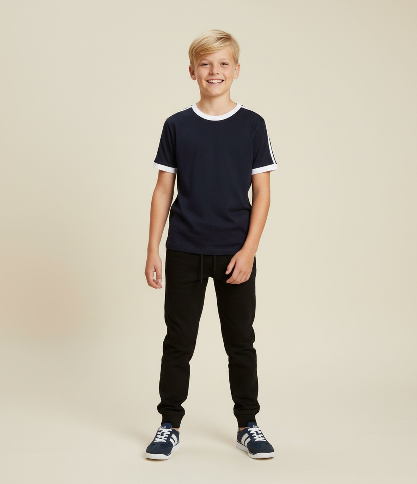 Calça Jogger Infantil com Recortes - Tam 5 a 14 anos Preto 1