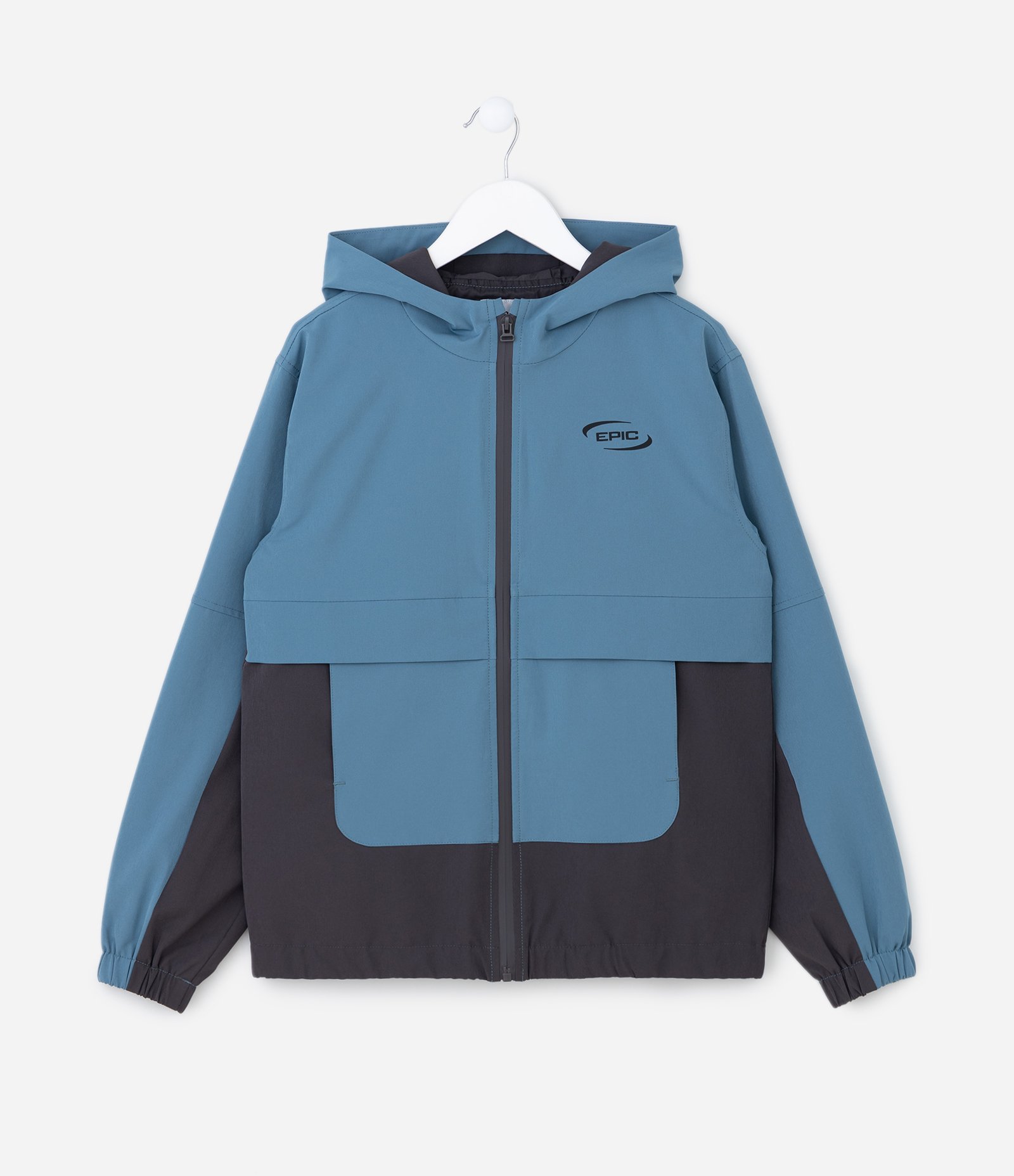 Jaqueta Infantil com Capuz e Recortes - Tam 5 a 14 Anos Azul/Preto 1