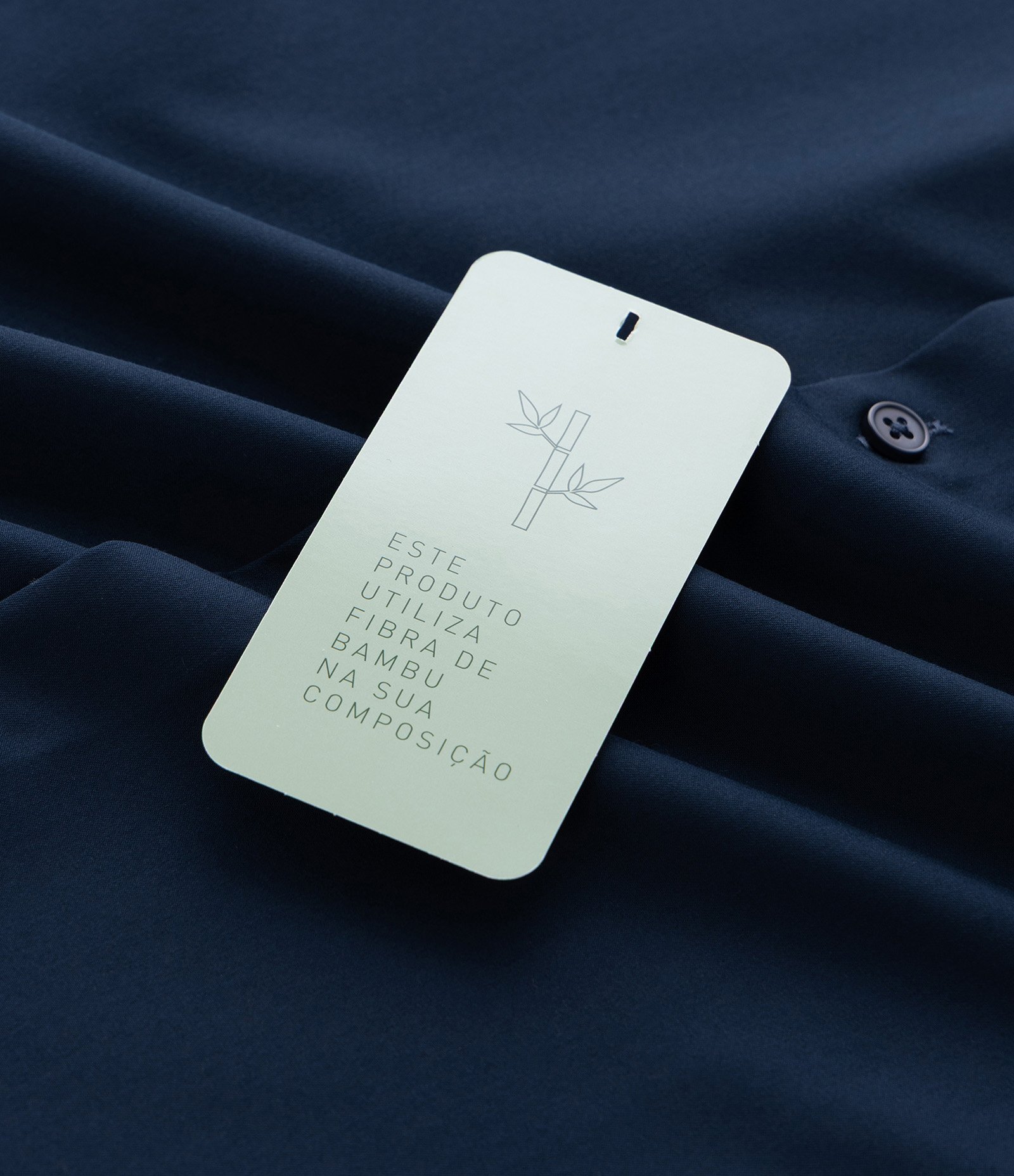 Camisa Slim em Fibra de Bambu Azul Marinho 14