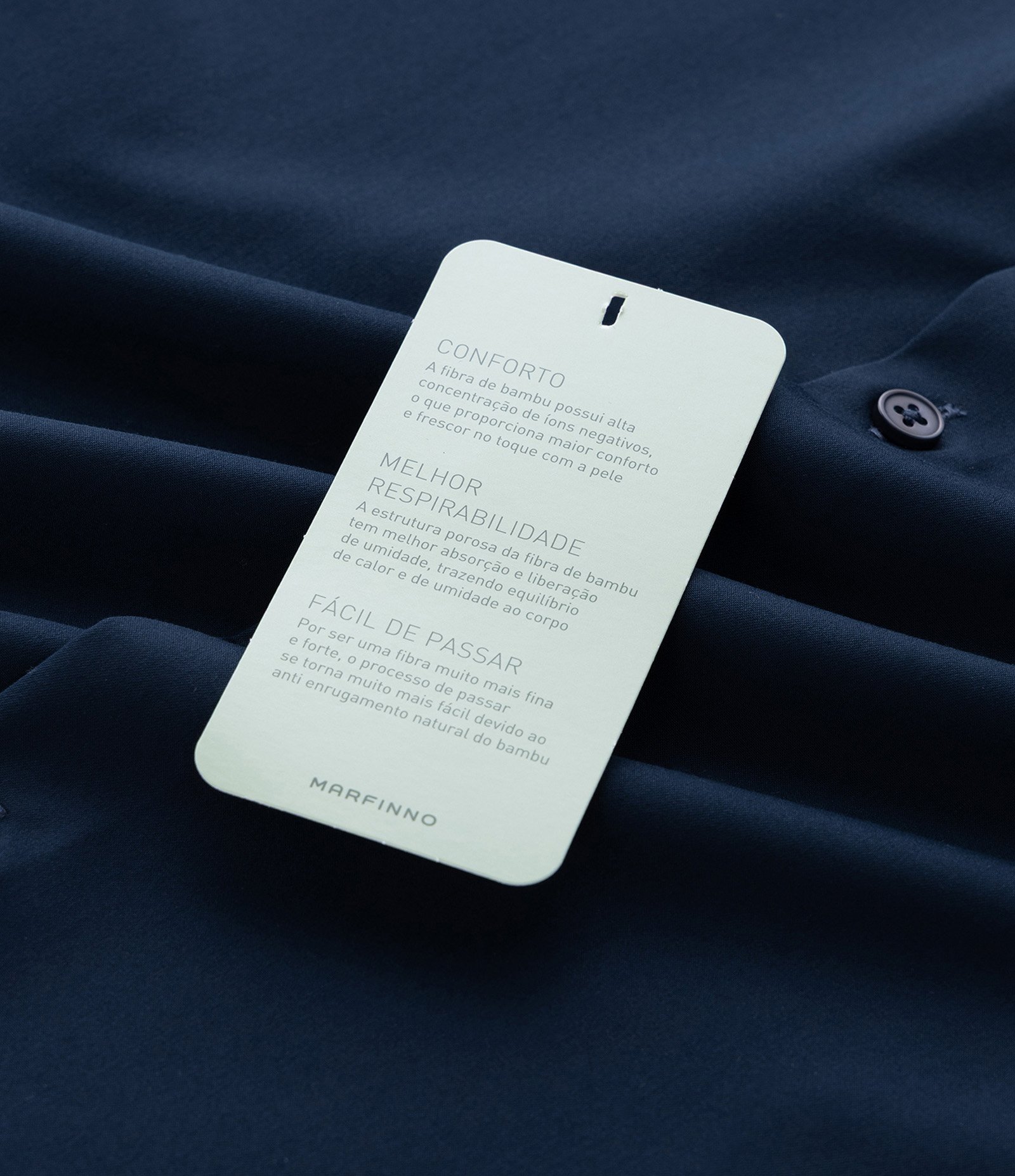 Camisa Slim em Fibra de Bambu Azul Marinho 15