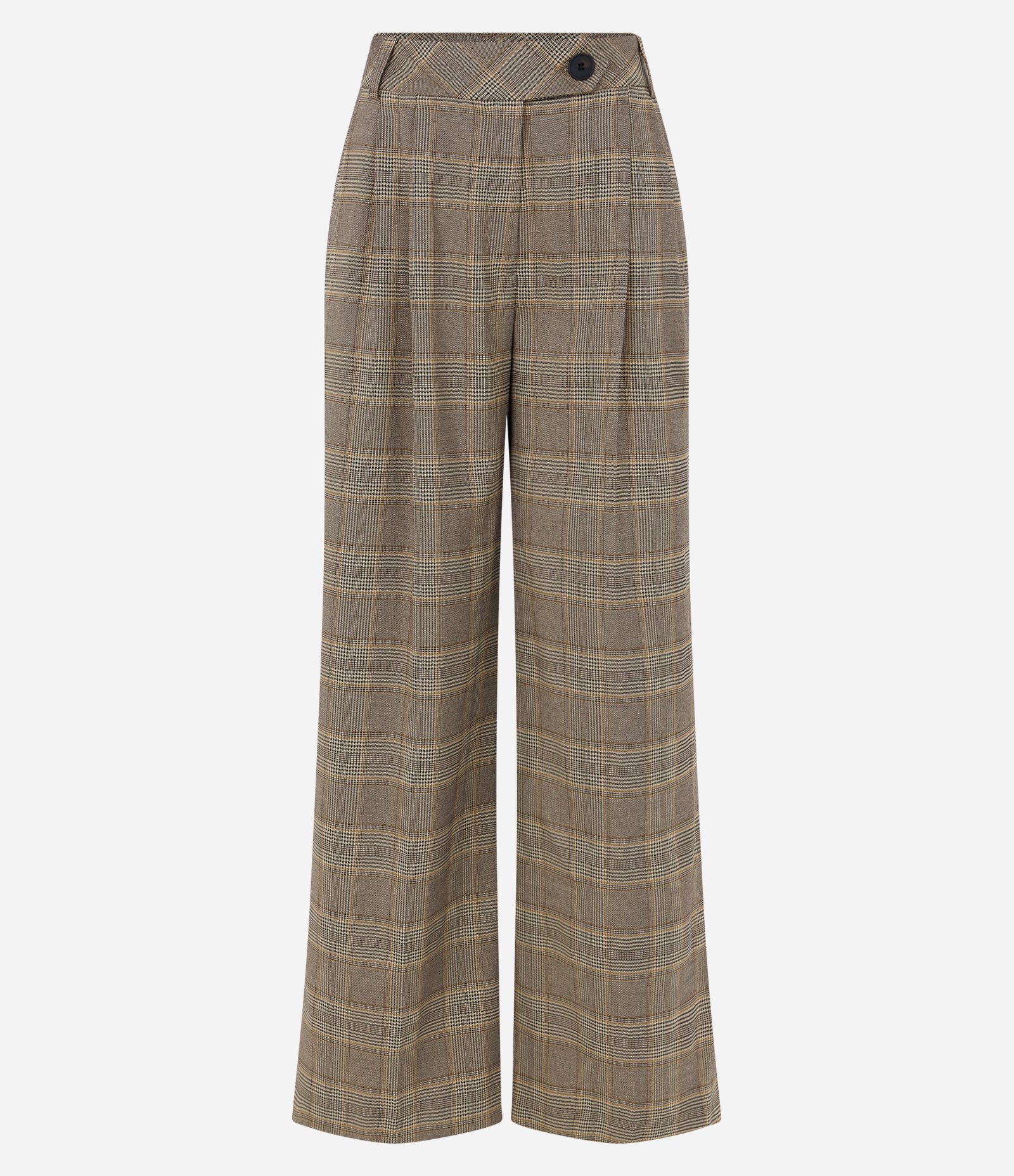 Calça Reta Alfaiatada com Fechamento no Cós e Estampa Xadrez Marrom 7