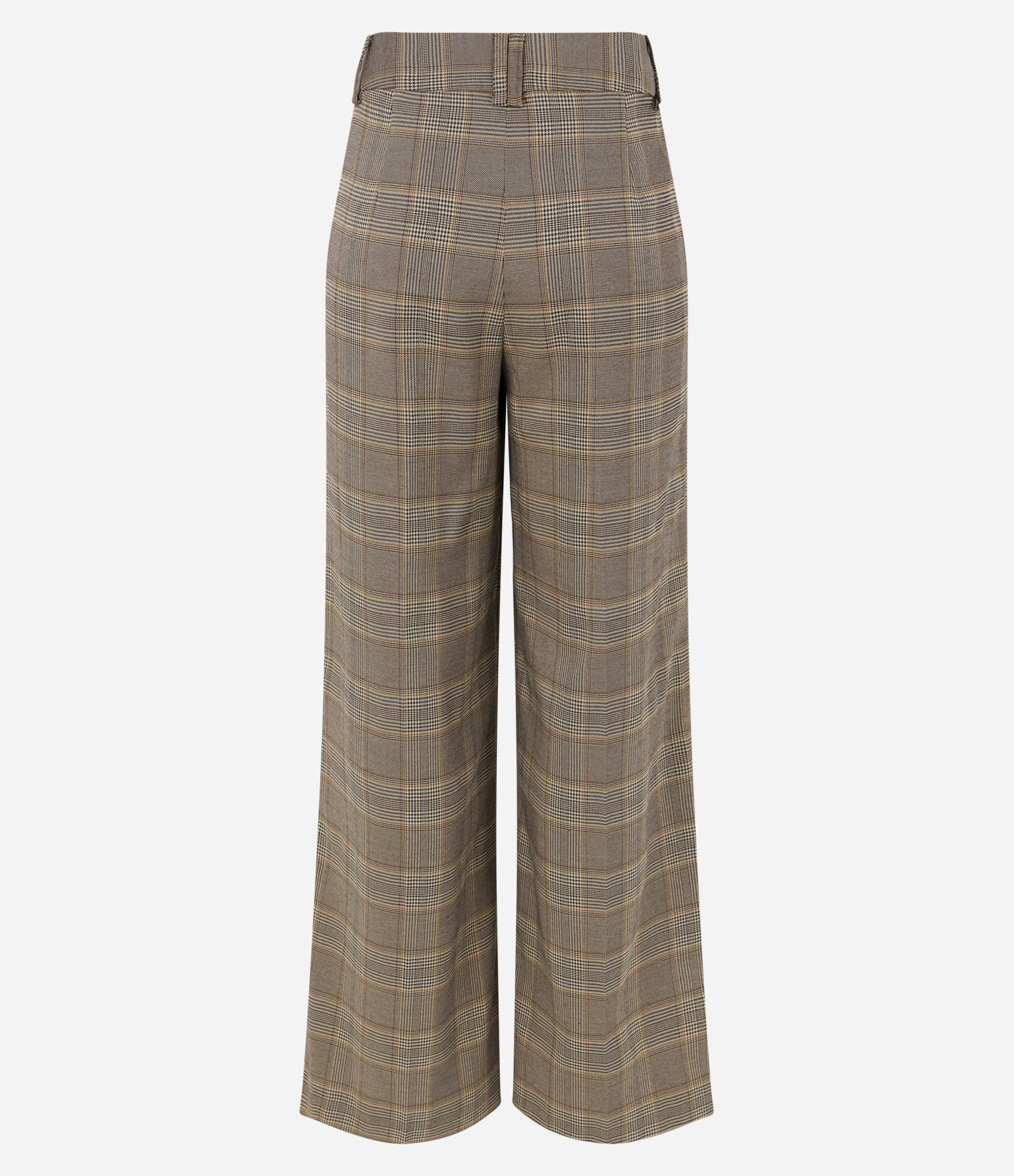 Calça Reta Alfaiatada com Fechamento no Cós e Estampa Xadrez Marrom 8