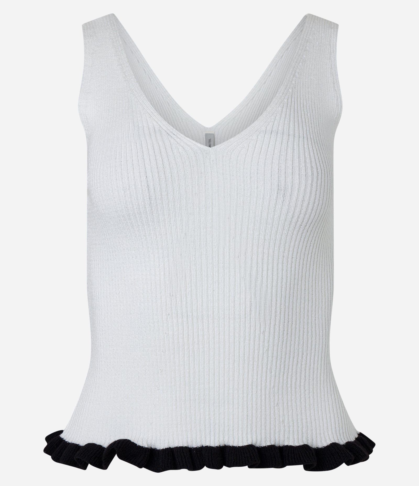 Blusa Regata em Tricô Texturizada e Barra com Frufru Contrastante Branco 5