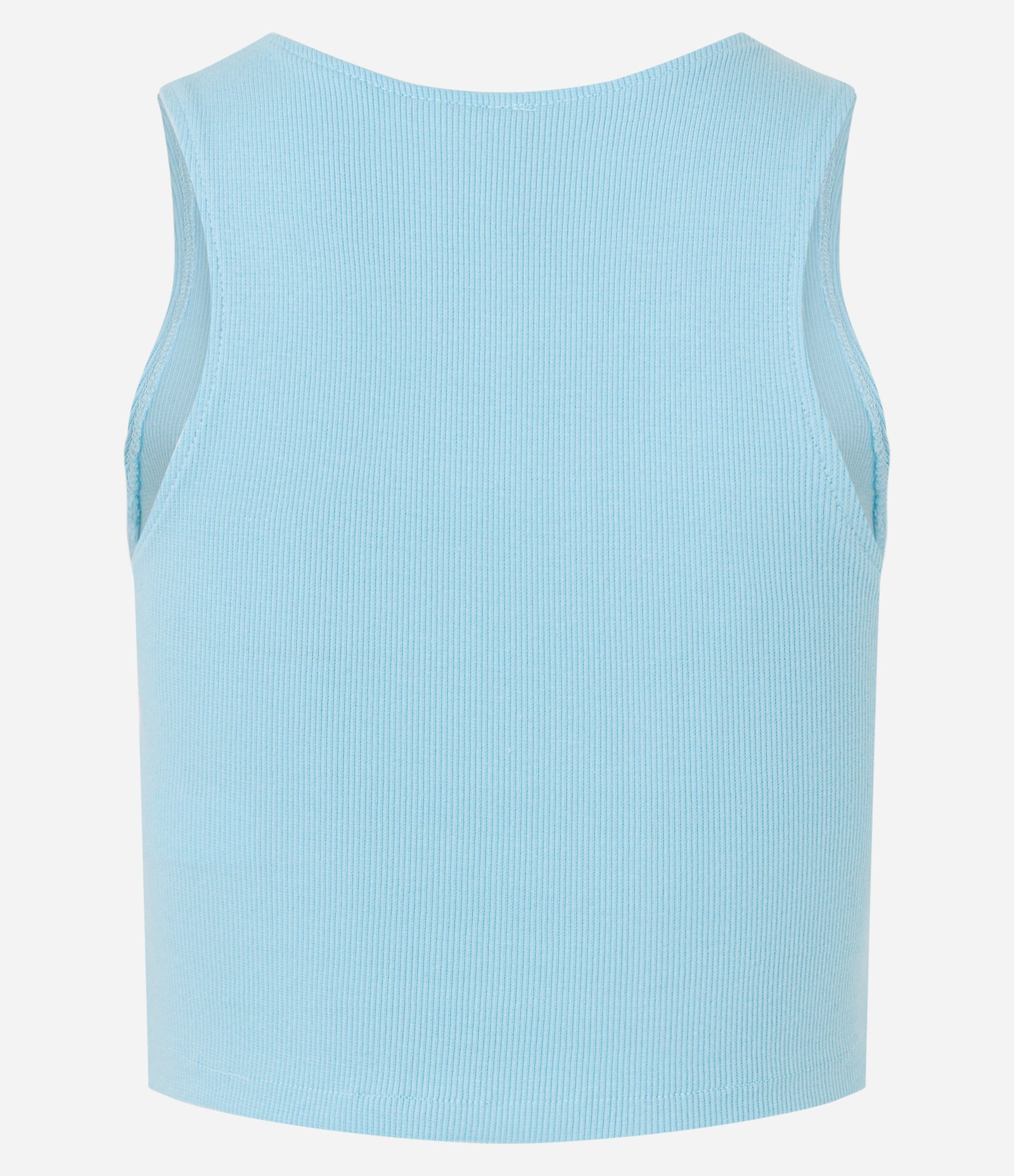 Blusa Cropped sem Manga em Algodão com Textura Canelada Azul 7