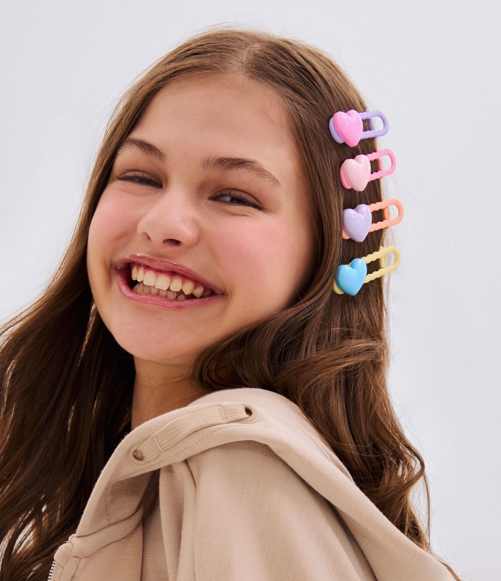 Kit 06 Presilhas de Cabelo Infantil com Coração - Tam U Multicores 1