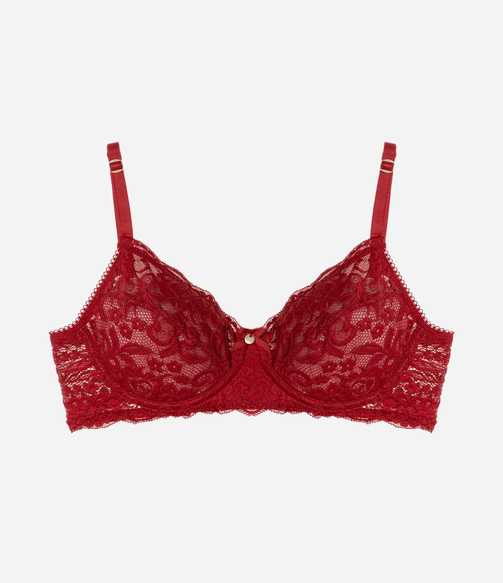Sutiã Sem Bojo e Com Aro em Renda Floral Vermelho 6