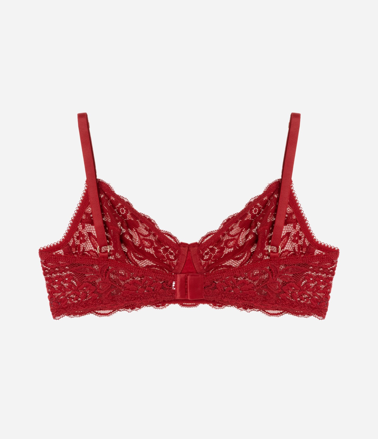 Sutiã Sem Bojo e Com Aro em Renda Floral Vermelho 7
