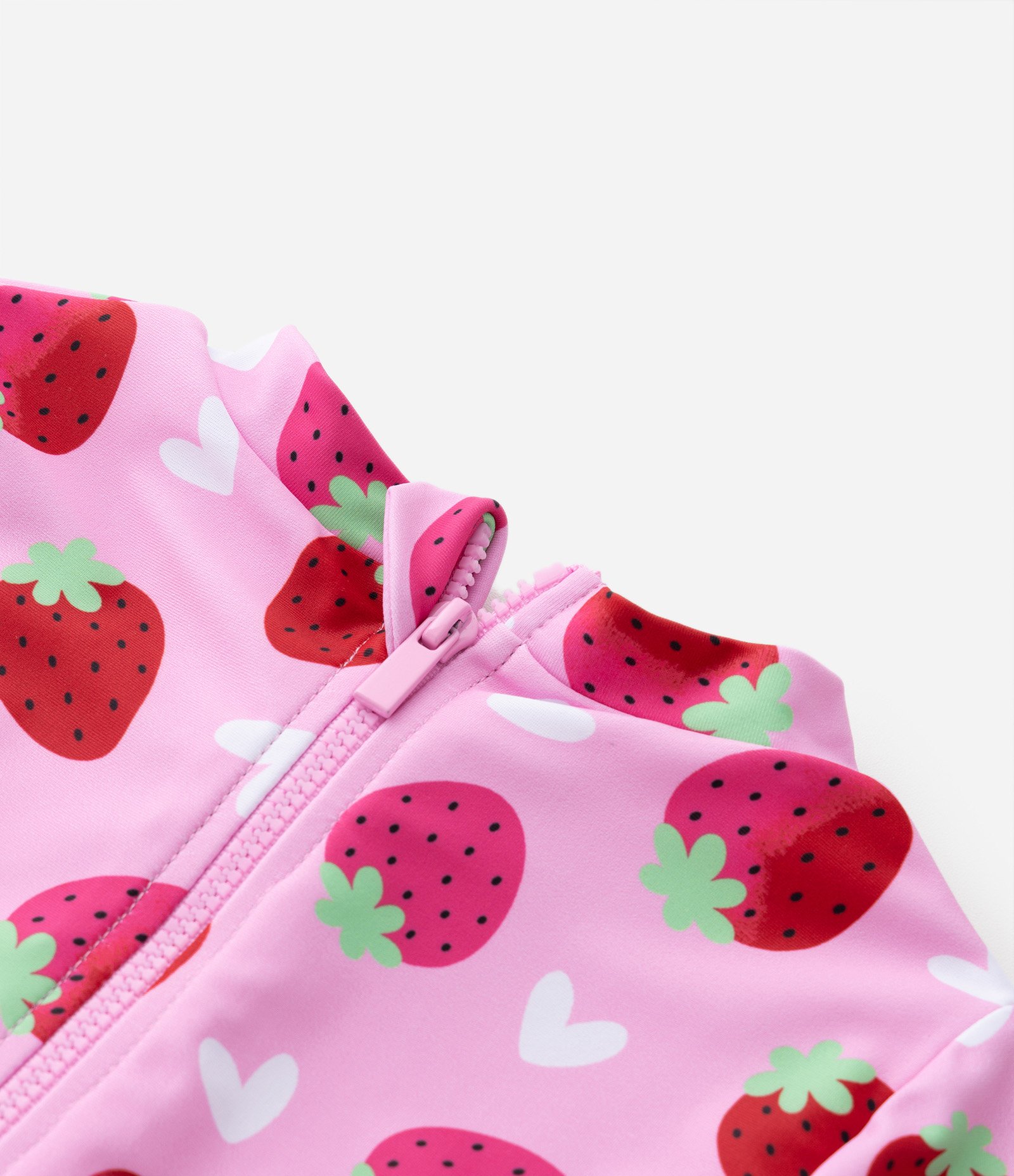 Maiô Infantil com Estampa Morangos e Proteção UV - Tam 1 a 4 anos Rosa 5