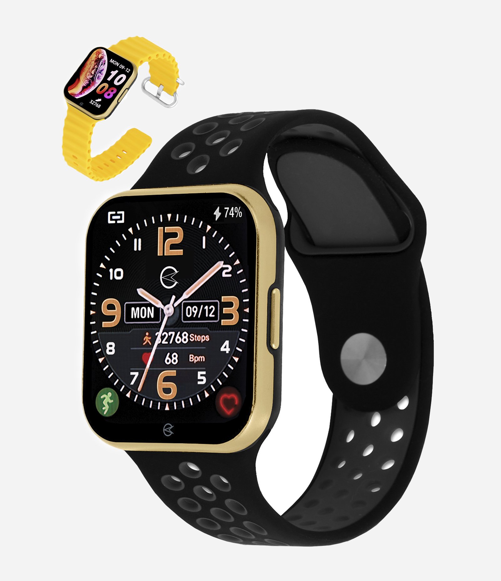 Kit Relógio Silicone Champion Unissex Smartwatch com Caixa de Plástico e Pulseira de Silicone CH50033U Amarelo 2