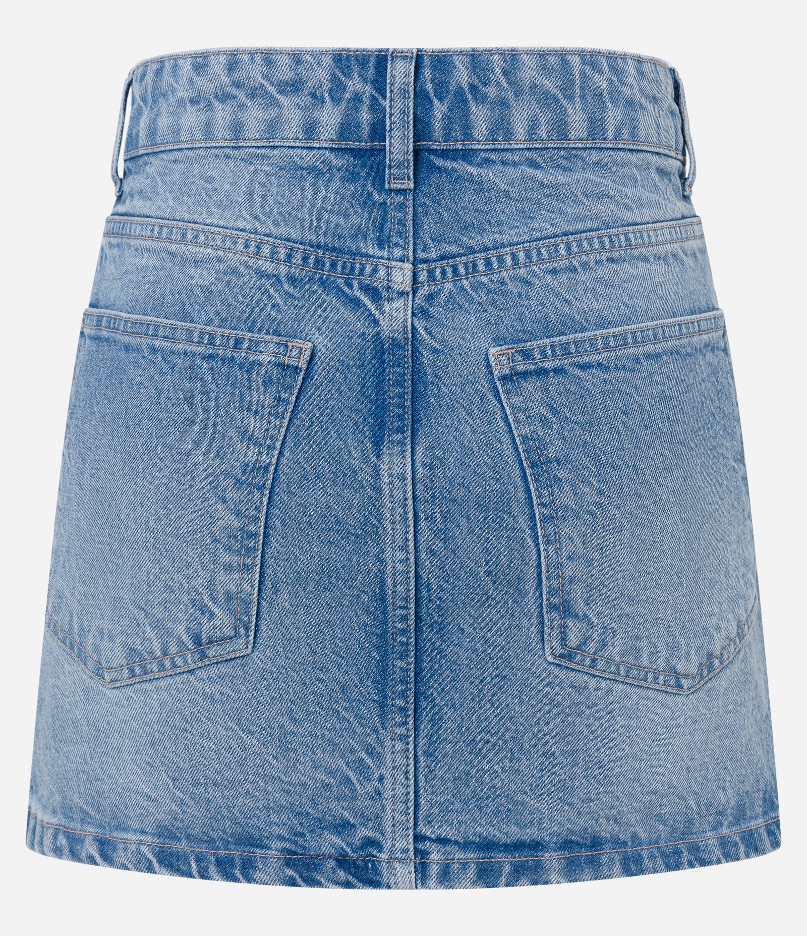Saia Curta em Jeans Dirty Washed e Bolsos Azul 6