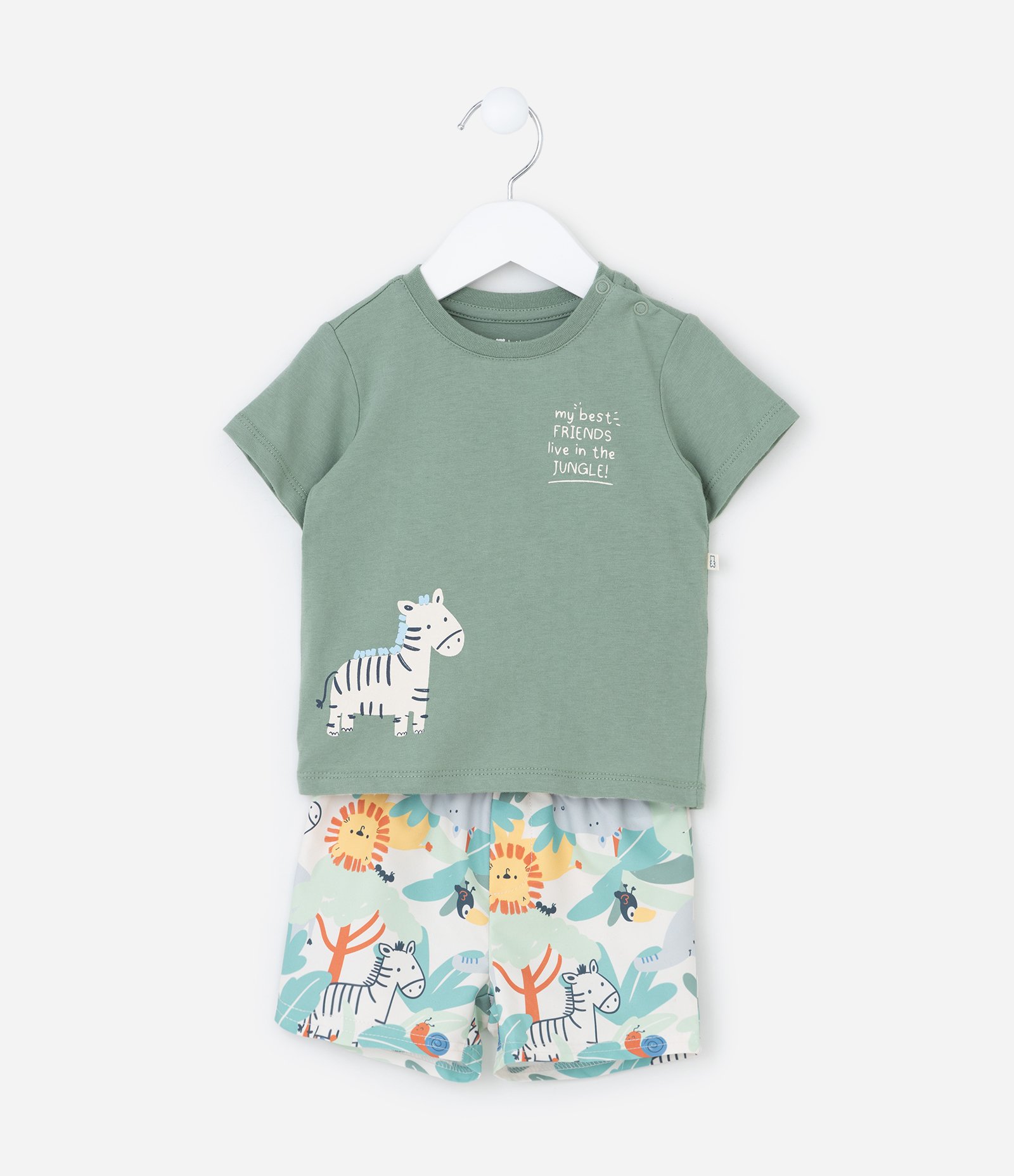 Conjunto Infantil em Algodão com Estampa de Zebra - Tam 0 a 18 meses Verde 3