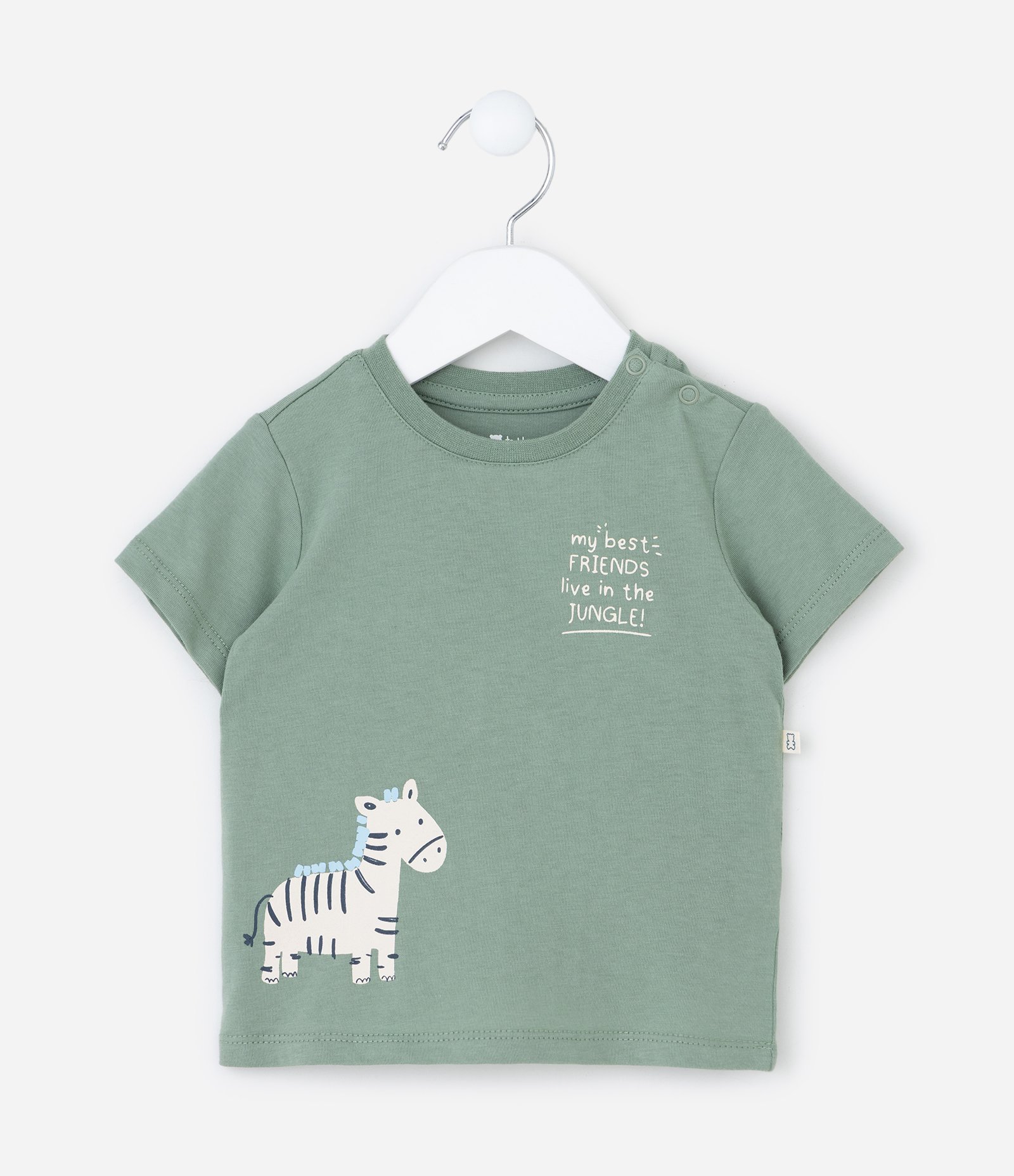 Conjunto Infantil em Algodão com Estampa de Zebra - Tam 0 a 18 meses Verde 4