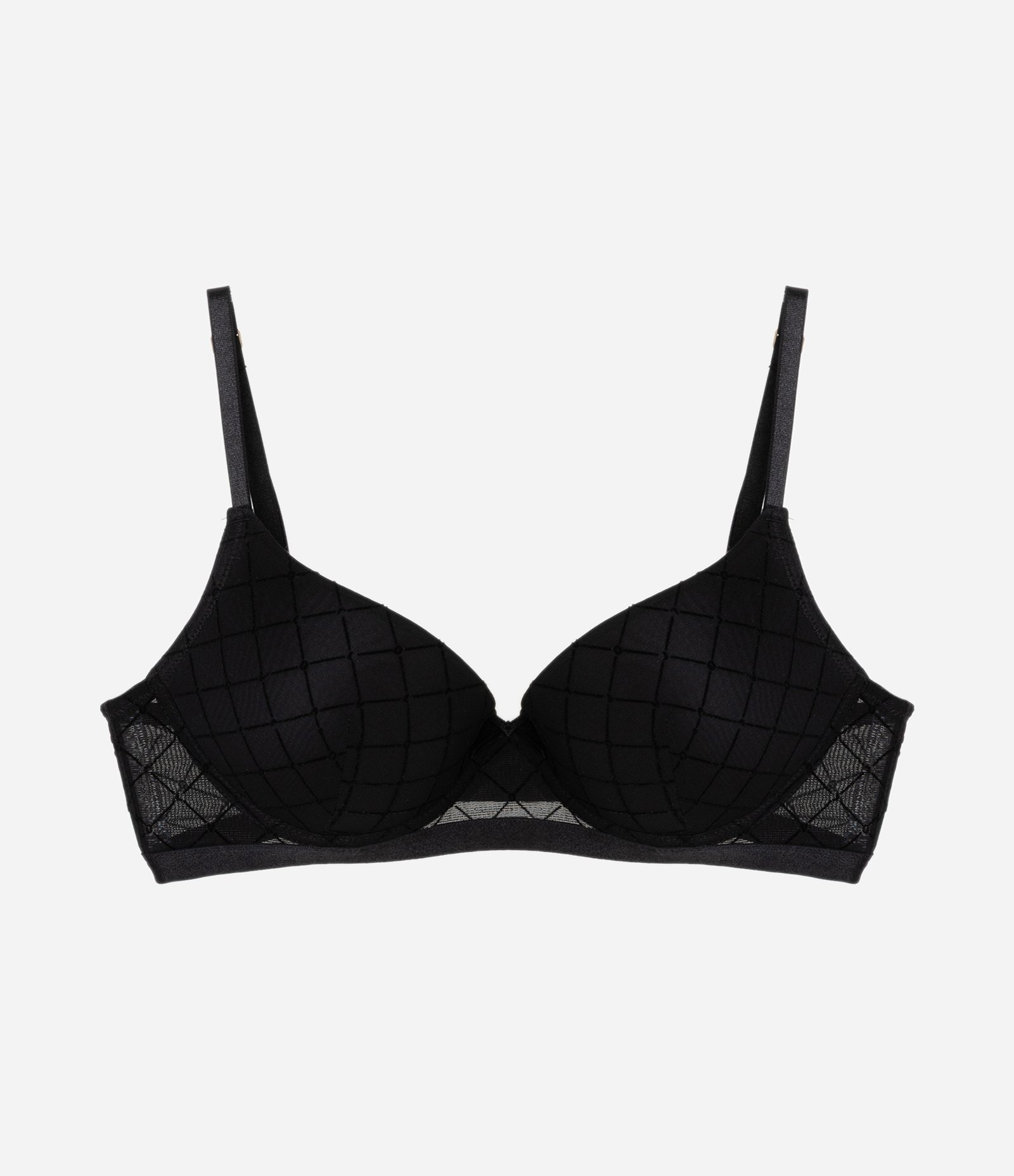 Sutiã Base com Bojo em Tule com Textura Preto 5