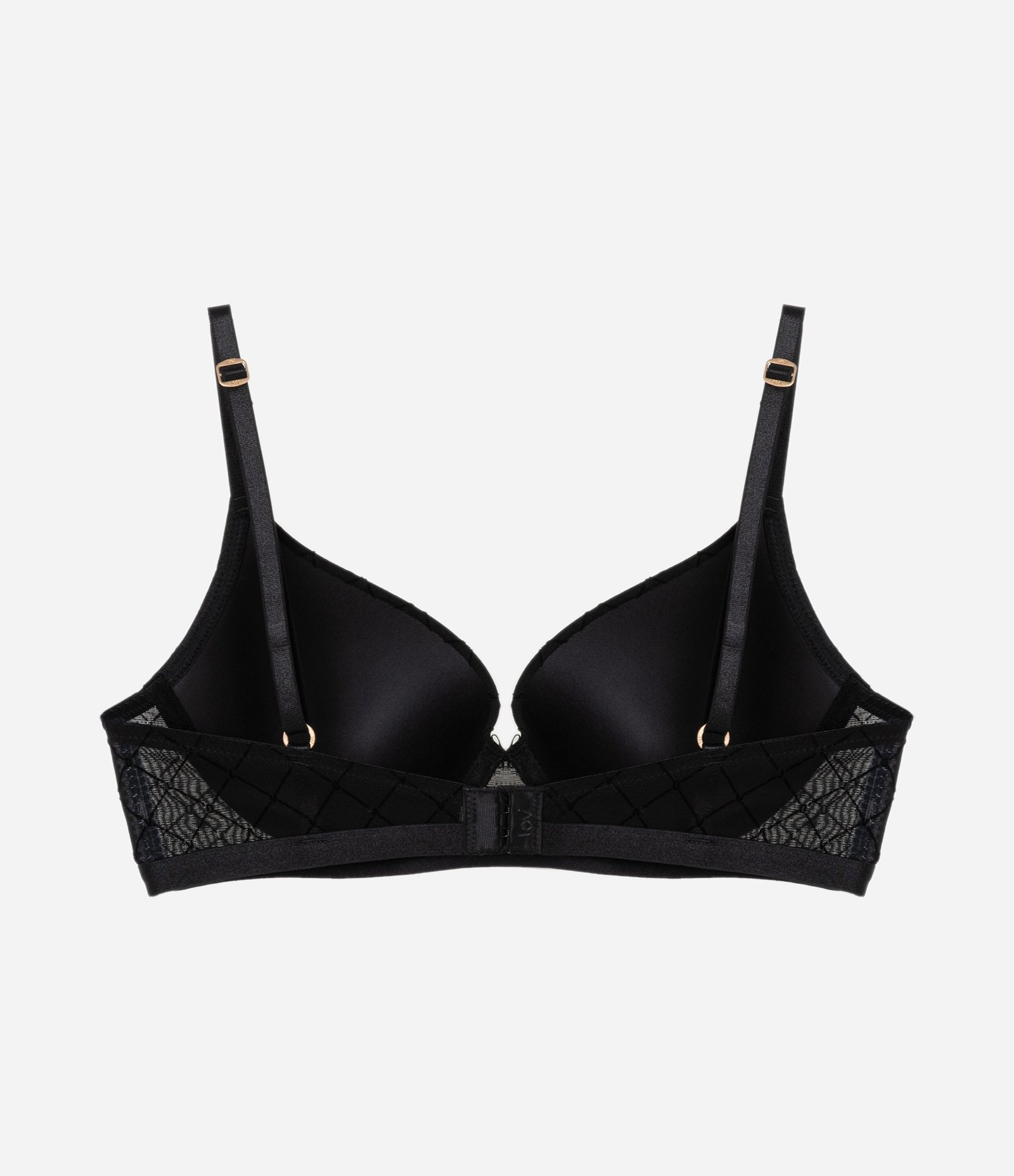 Sutiã Base com Bojo em Tule com Textura Preto 6