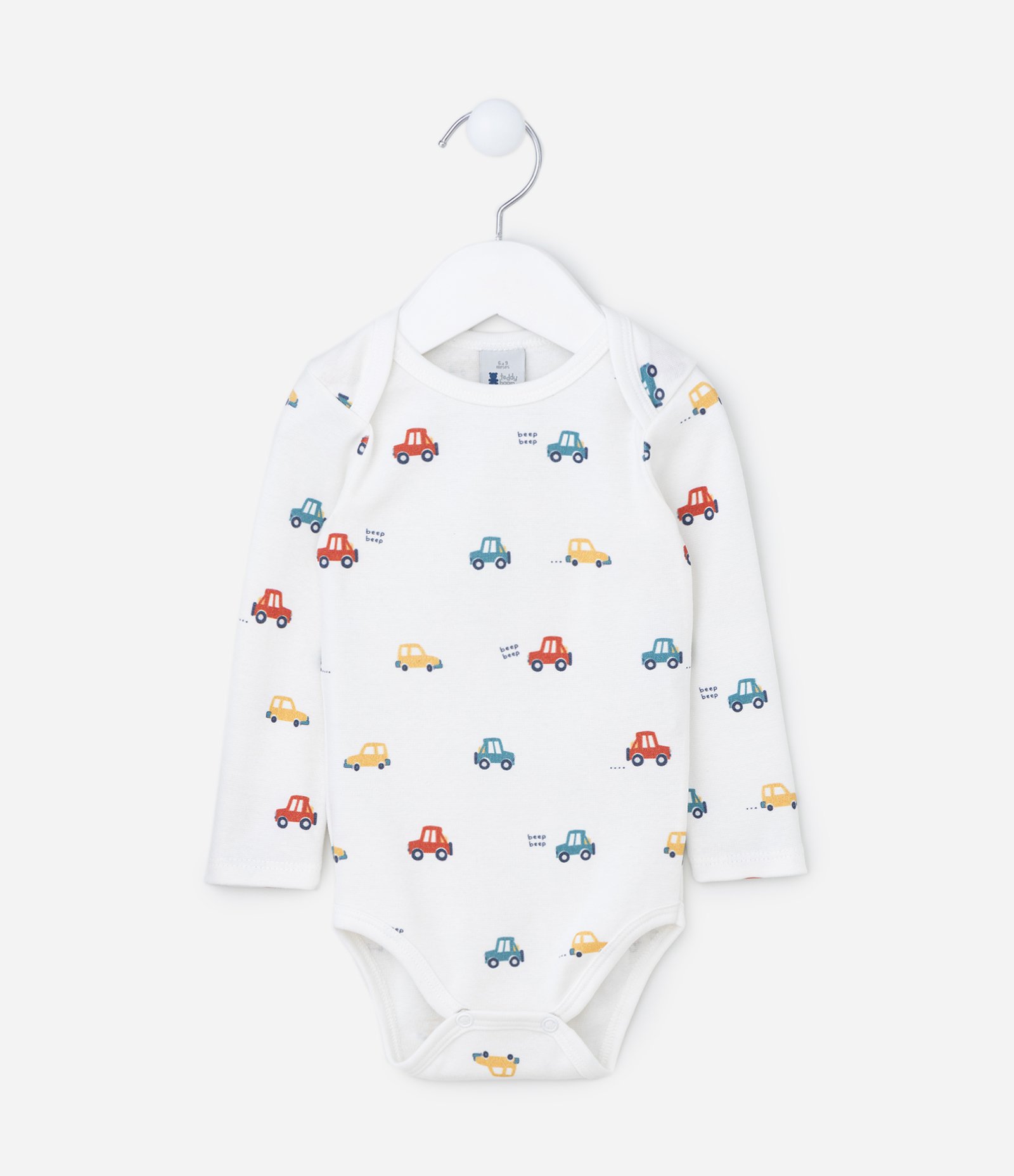 Body Longo Infantil com Estampa de Carrinhos - Tam RN a 24 meses Branco 2
