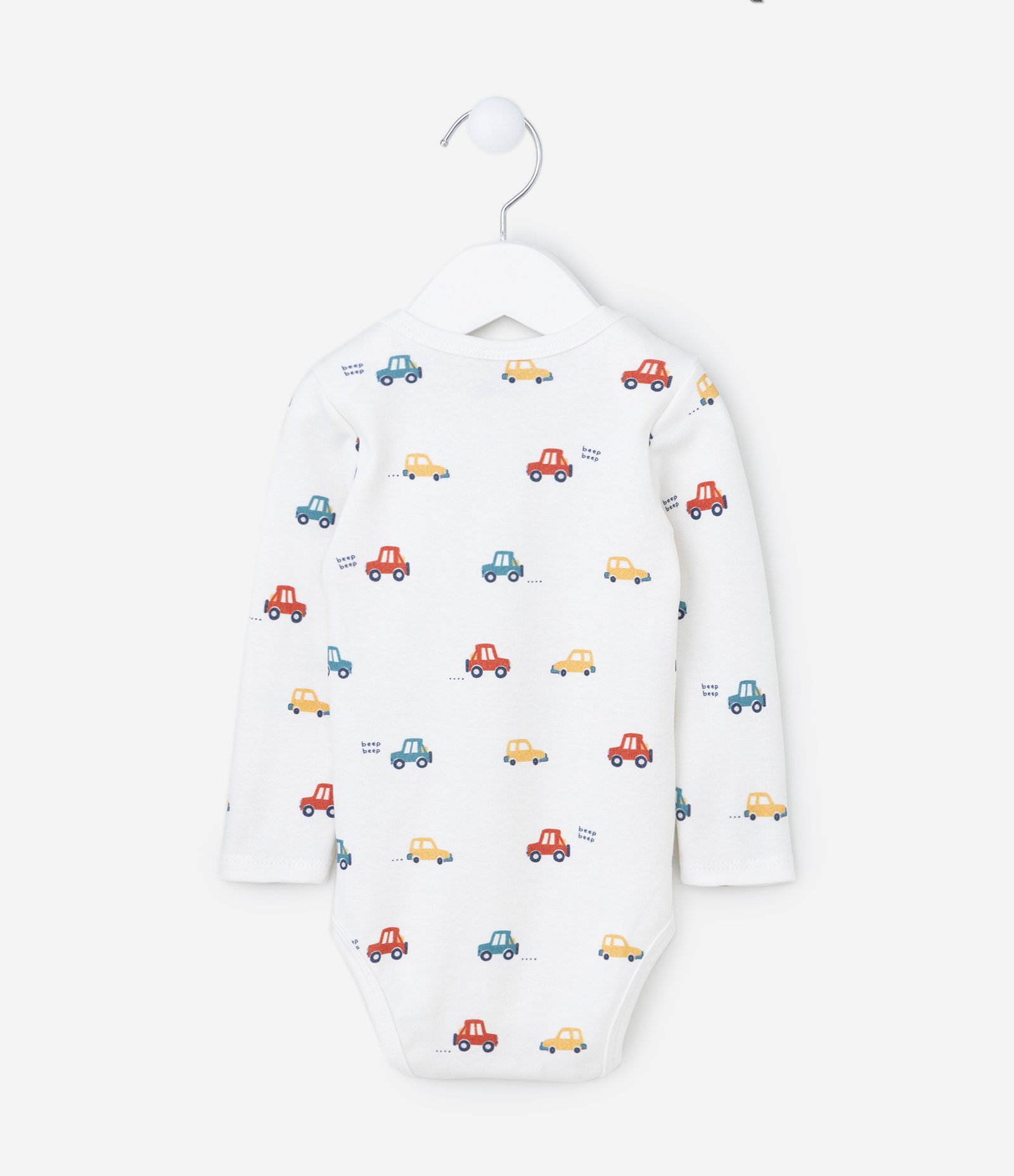 Body Longo Infantil com Estampa de Carrinhos - Tam RN a 24 meses Branco 3