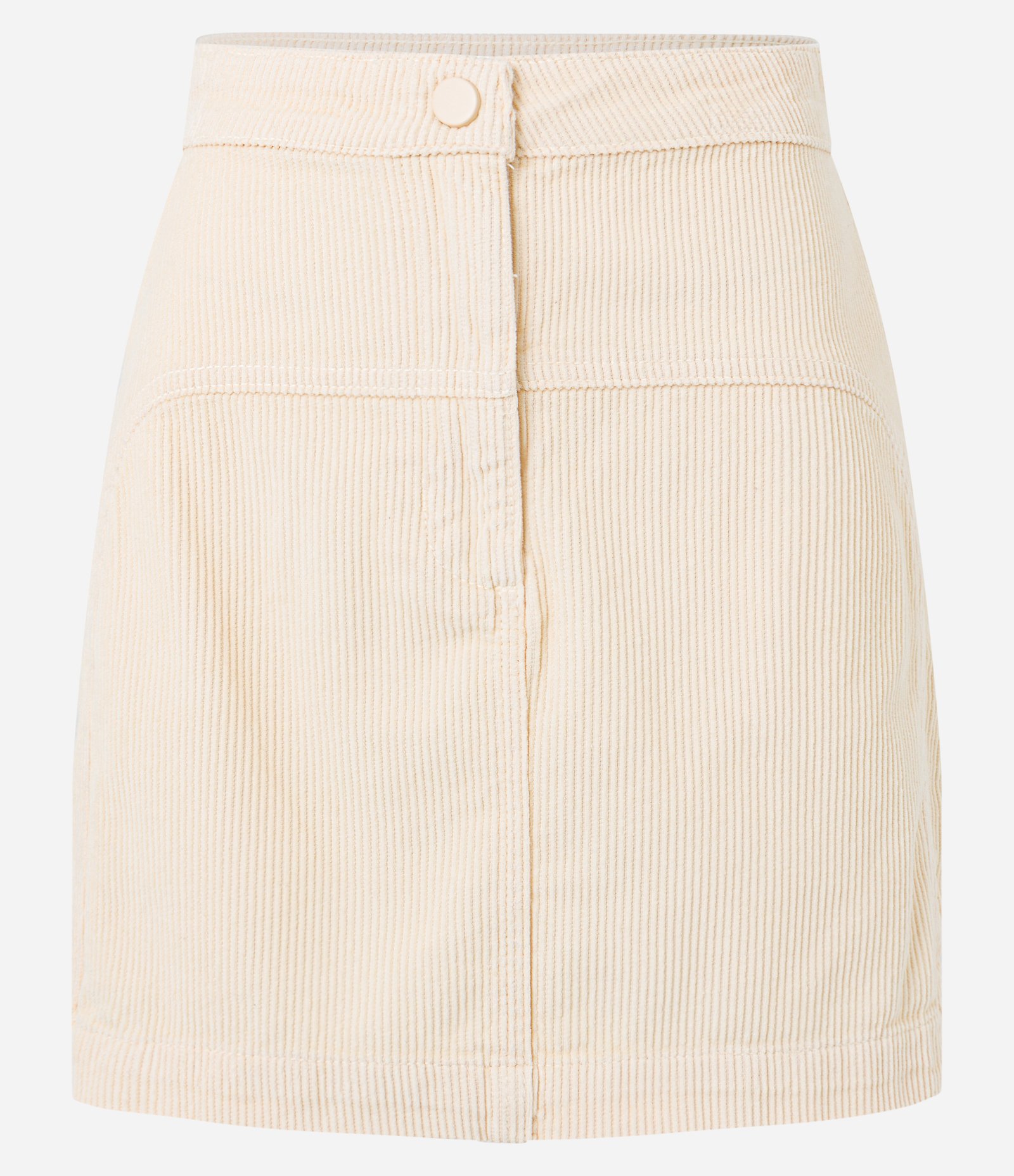 Saia Curta em Veludo Cotele e Recortes Bege 5
