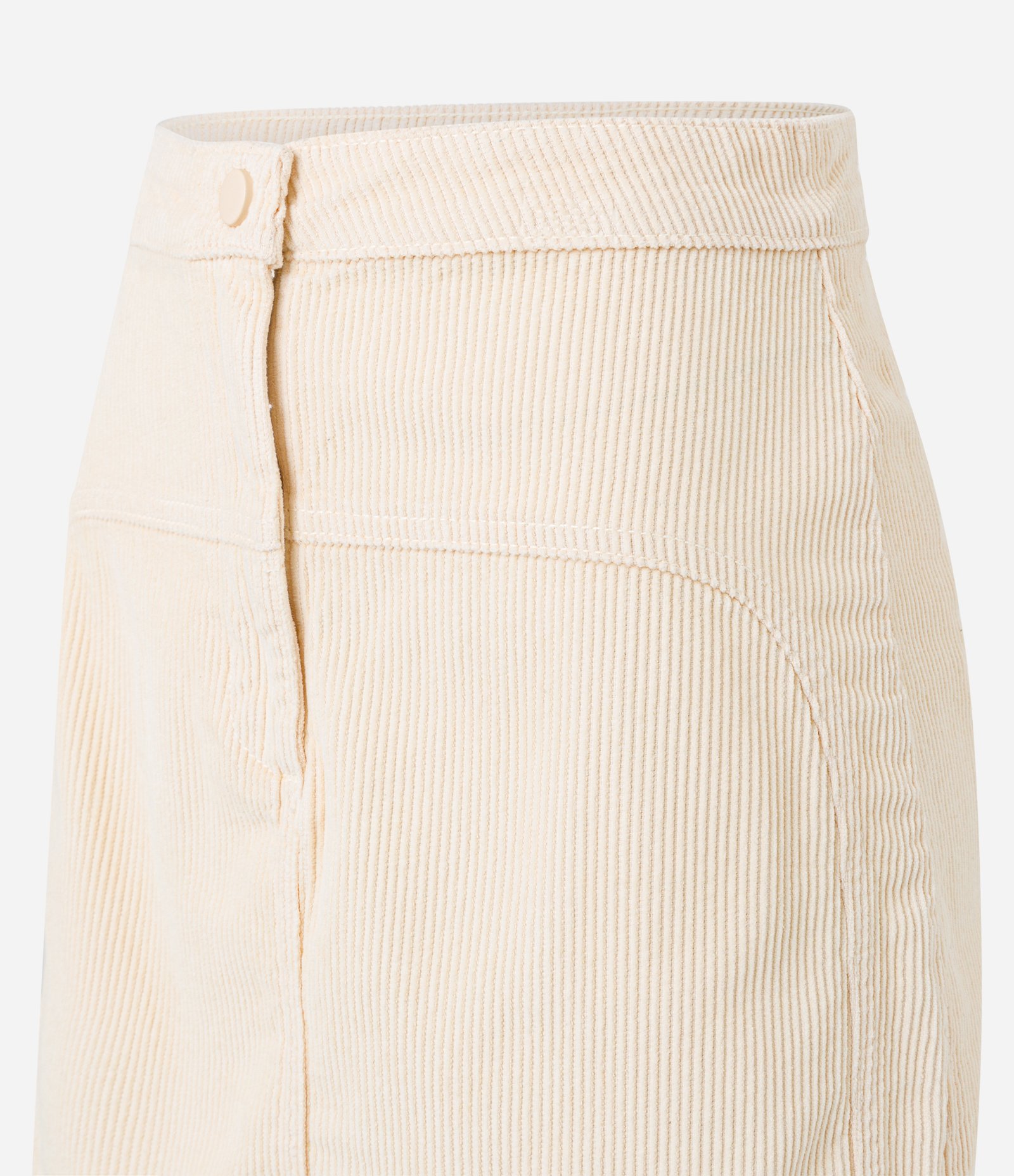 Saia Curta em Veludo Cotele e Recortes Bege 6